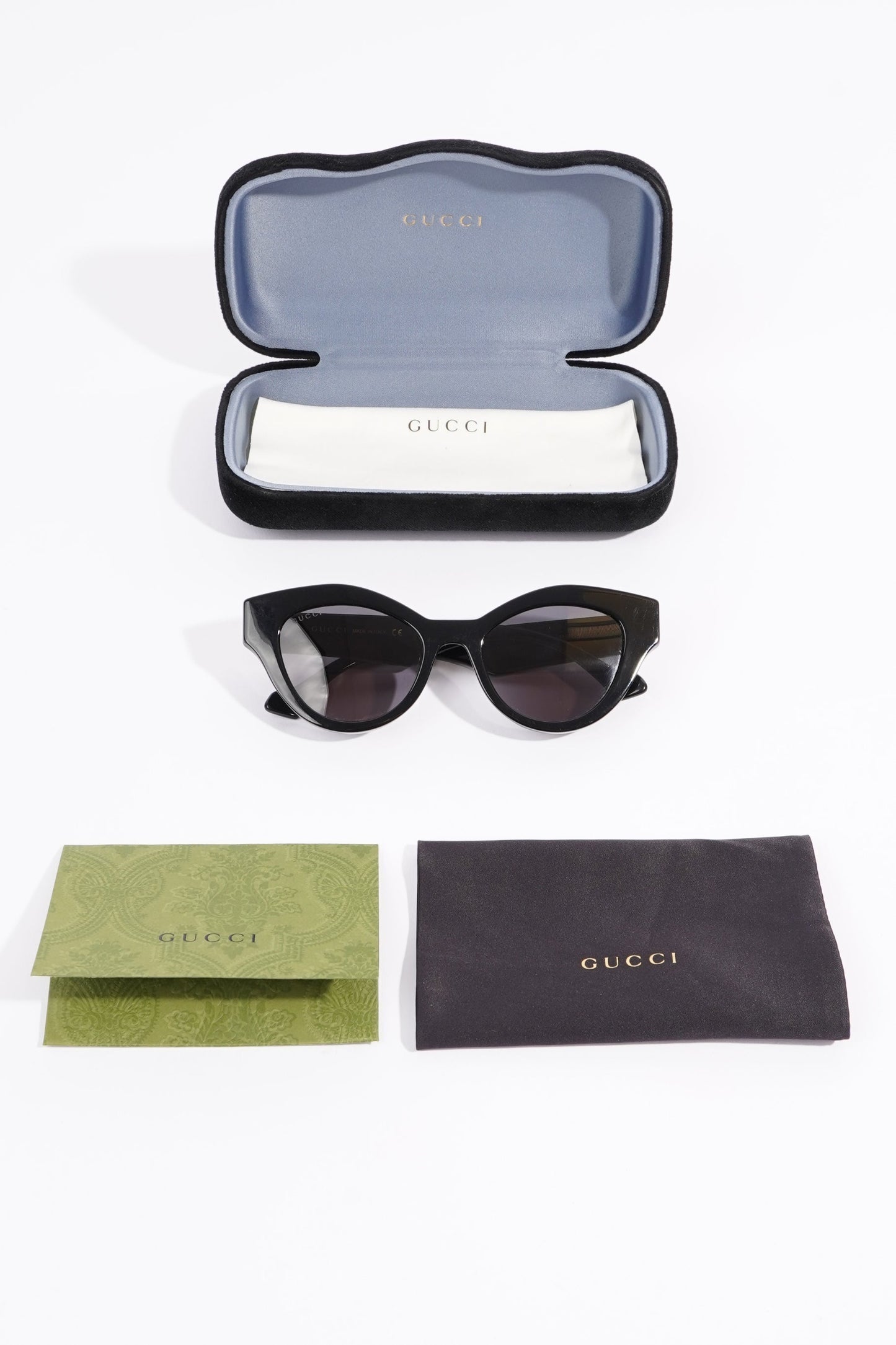 Gucci Cat Eye Sunglasses Black Acetate 145
