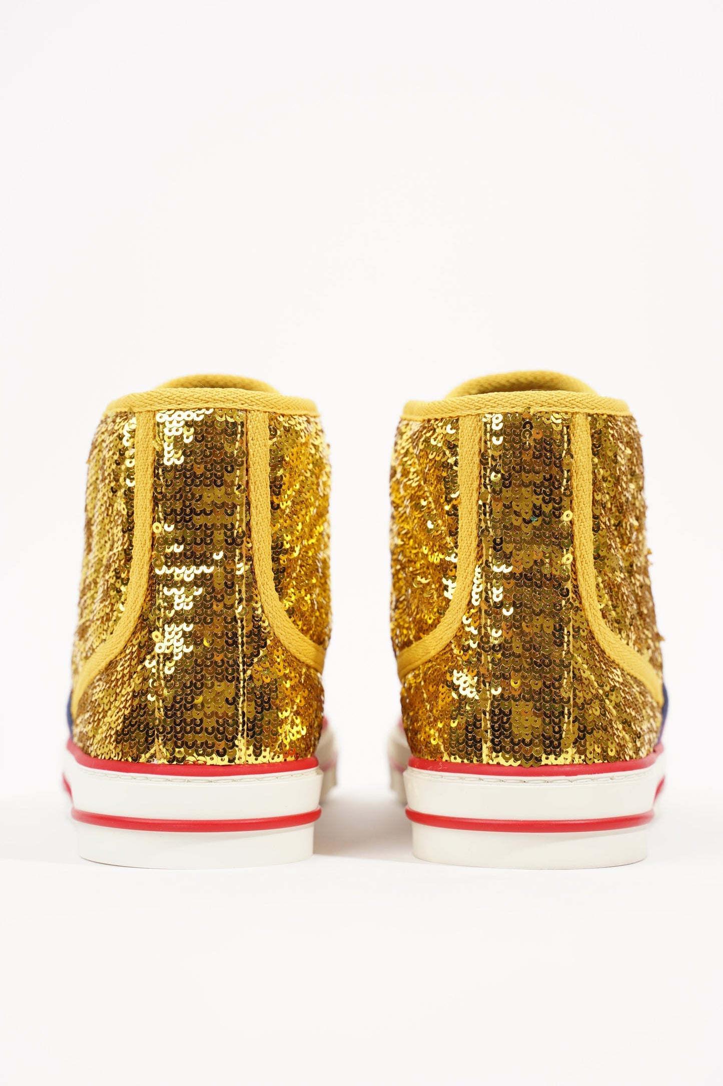 Gucci Womens Tennis High Top Gold Sequin EU 36.5 / UK 3.5