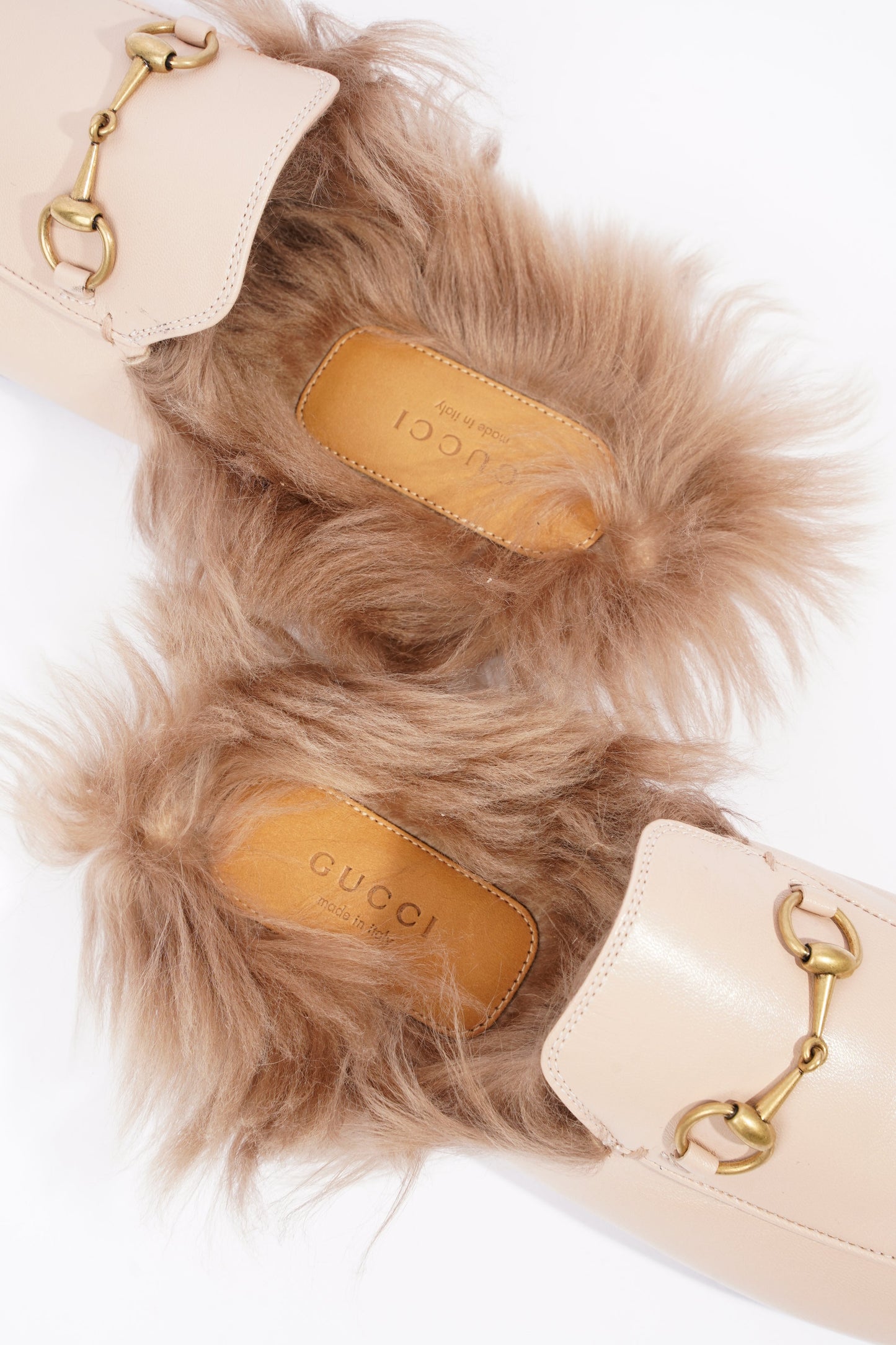Gucci Womens Princetown Fur Loafers Nude EU 38 / UK 5