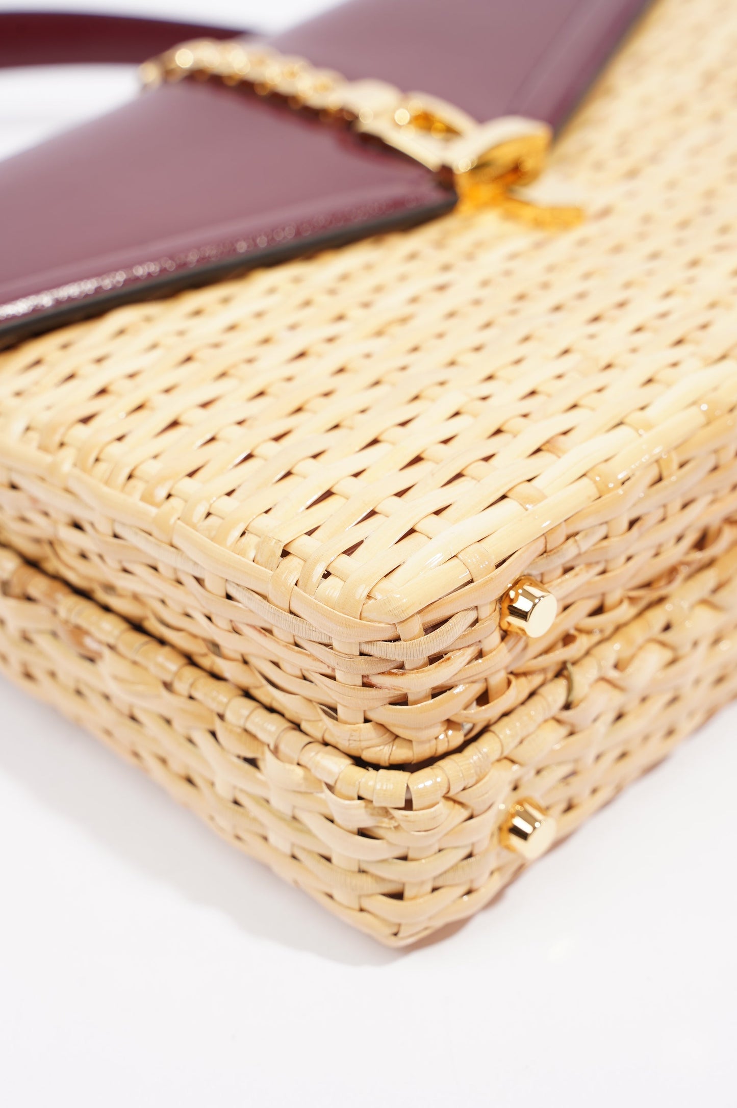 Gucci Sylvie 1969 Handbag Wicker / Burgundy
