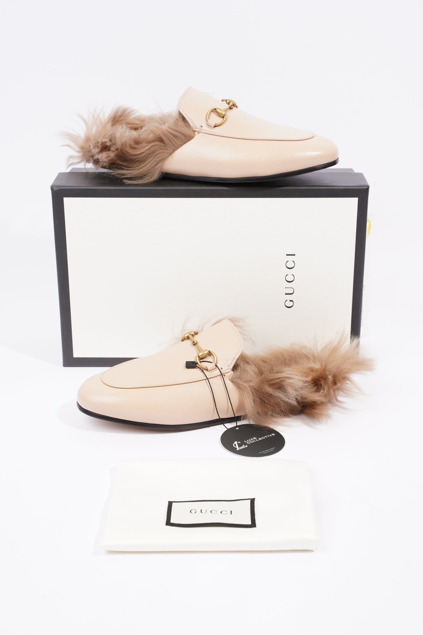 Gucci Womens Princetown Fur Loafers Nude EU 38 / UK 5