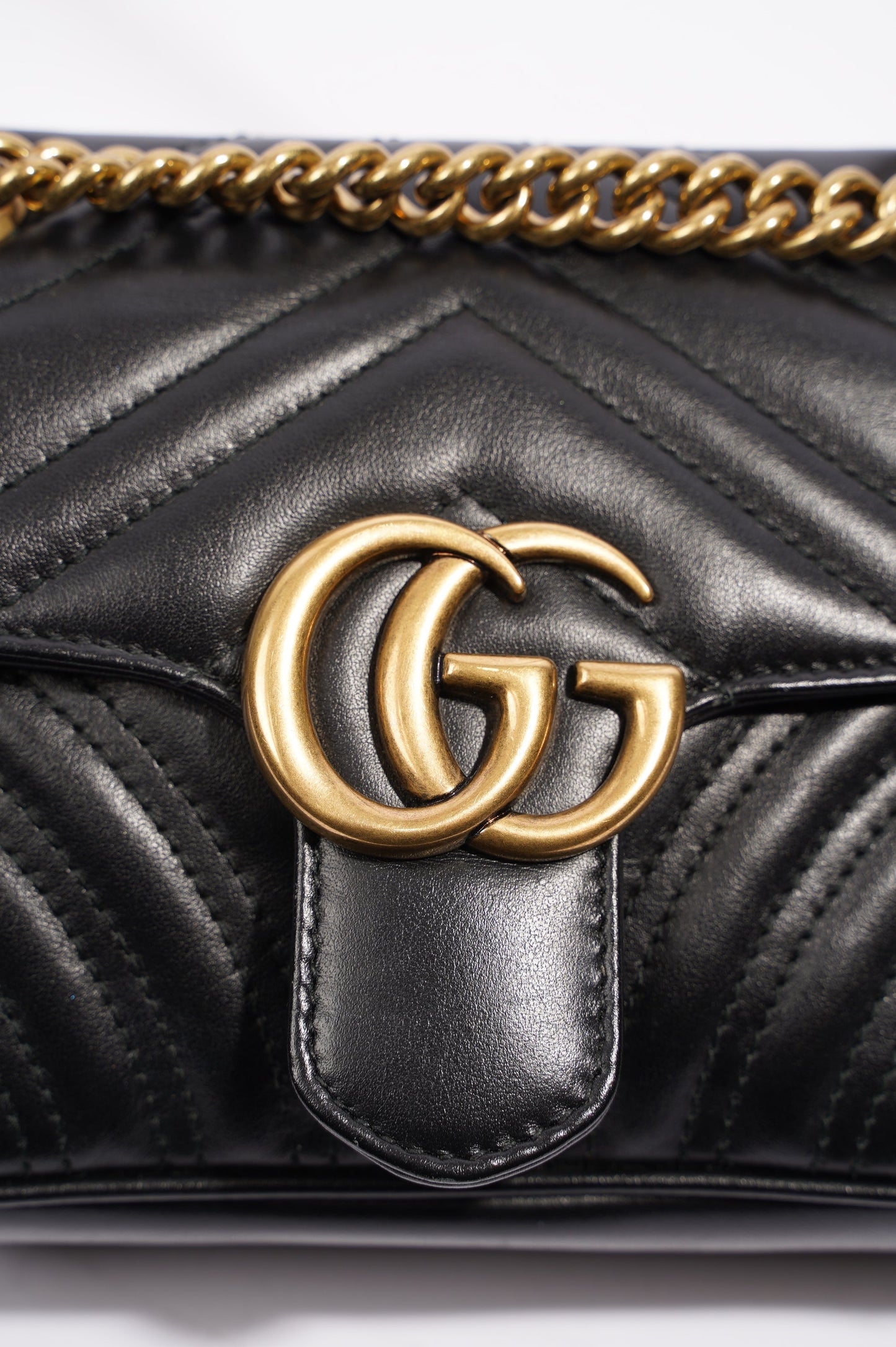 Gucci Womens Marmont Flap Black / Gold Mini
