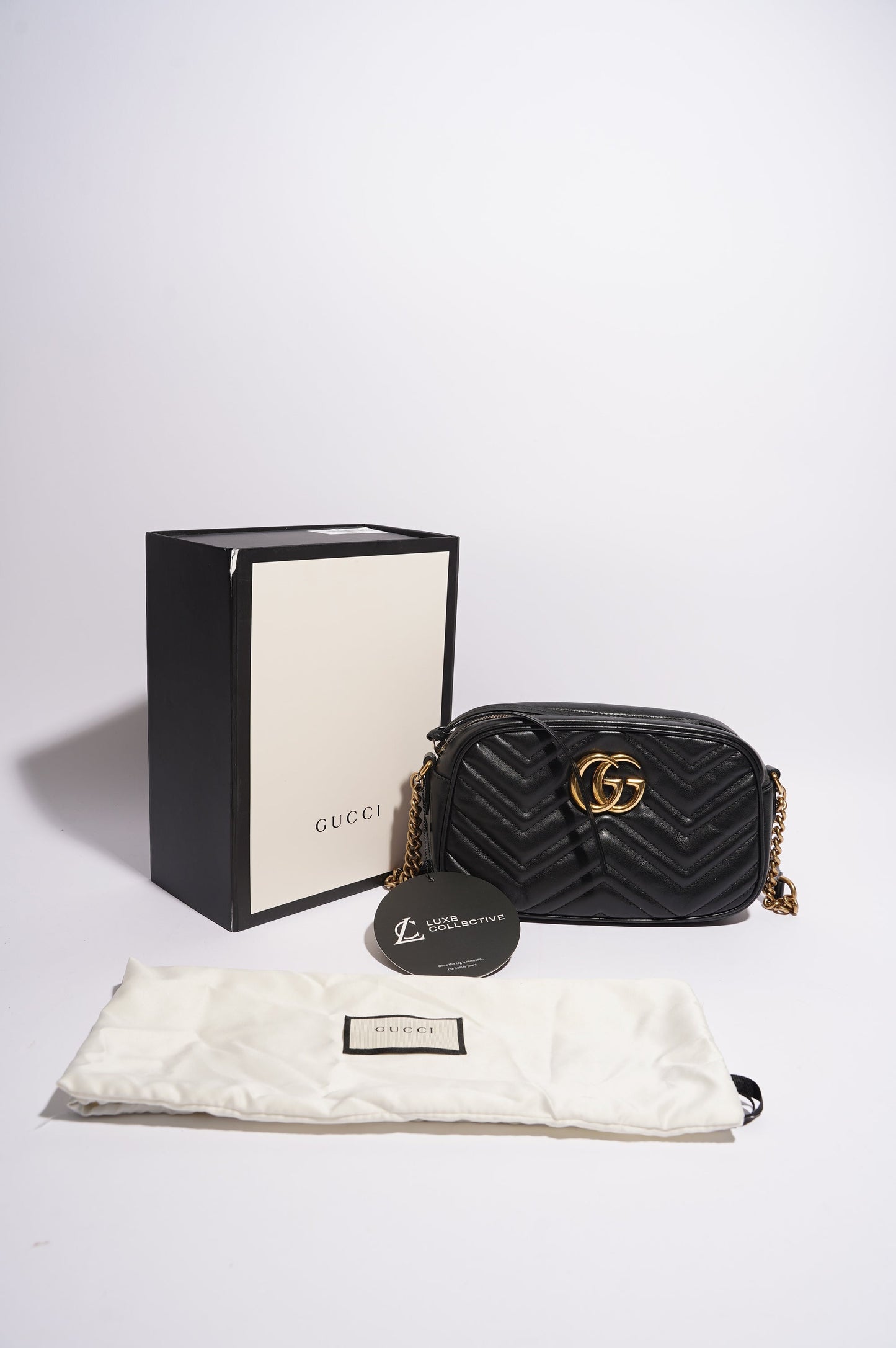 Gucci Womens GG Marmont Bag Black Leather Small