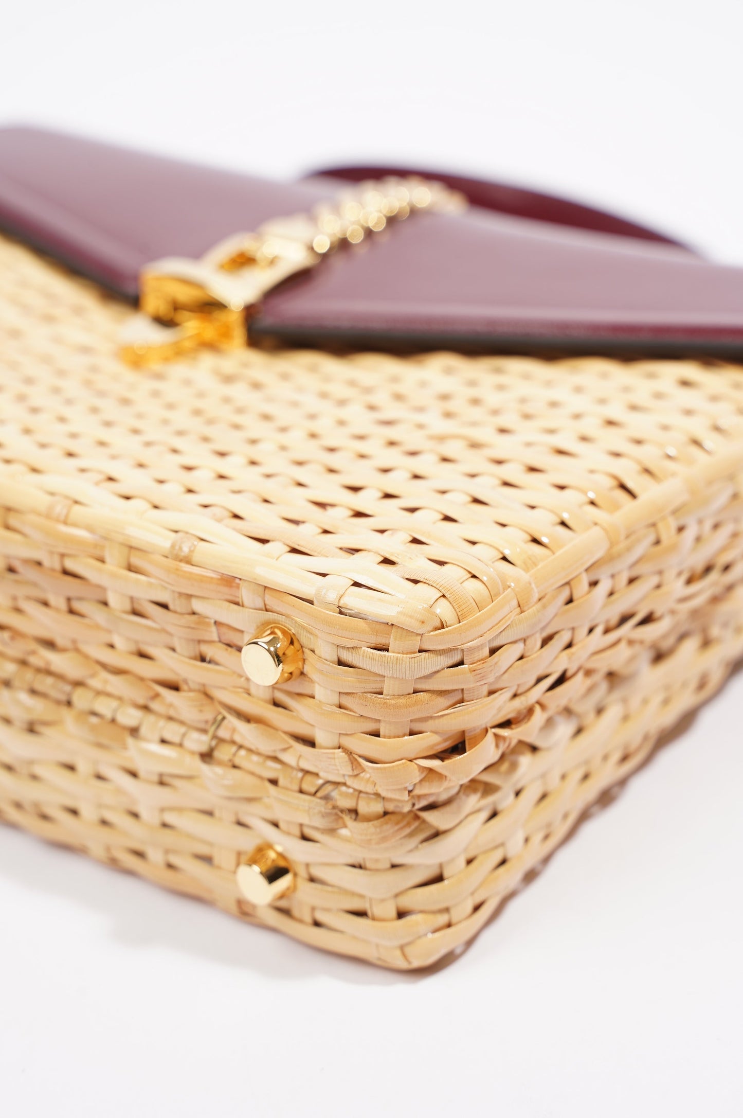 Gucci Sylvie 1969 Handbag Wicker / Burgundy