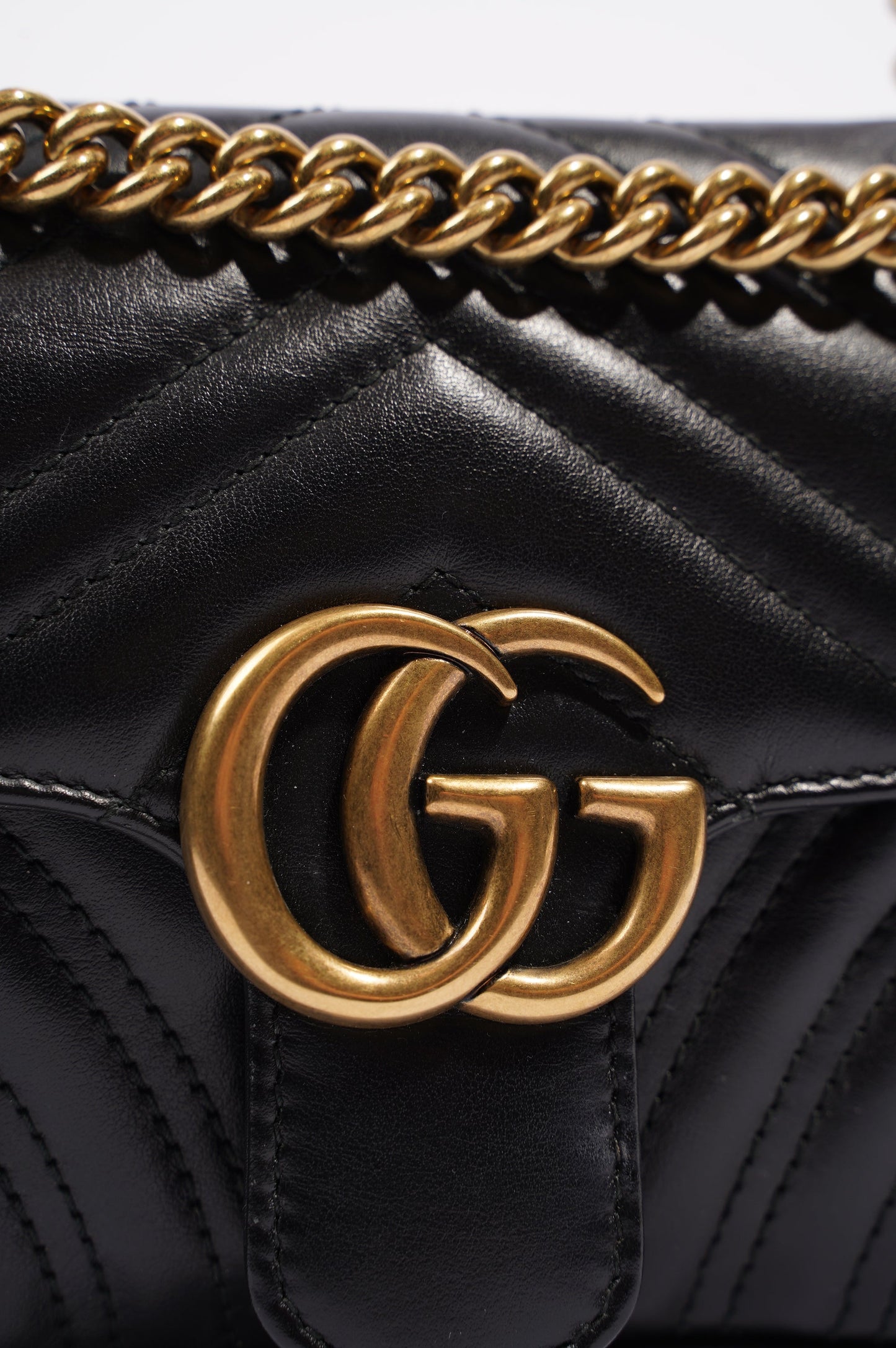 Gucci Womens Marmont Flap Black / Gold Mini