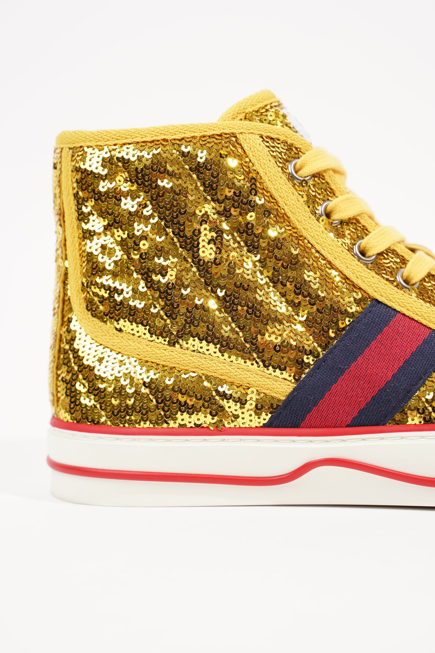 Gucci Womens Tennis High Top Gold Sequin EU 36.5 / UK 3.5
