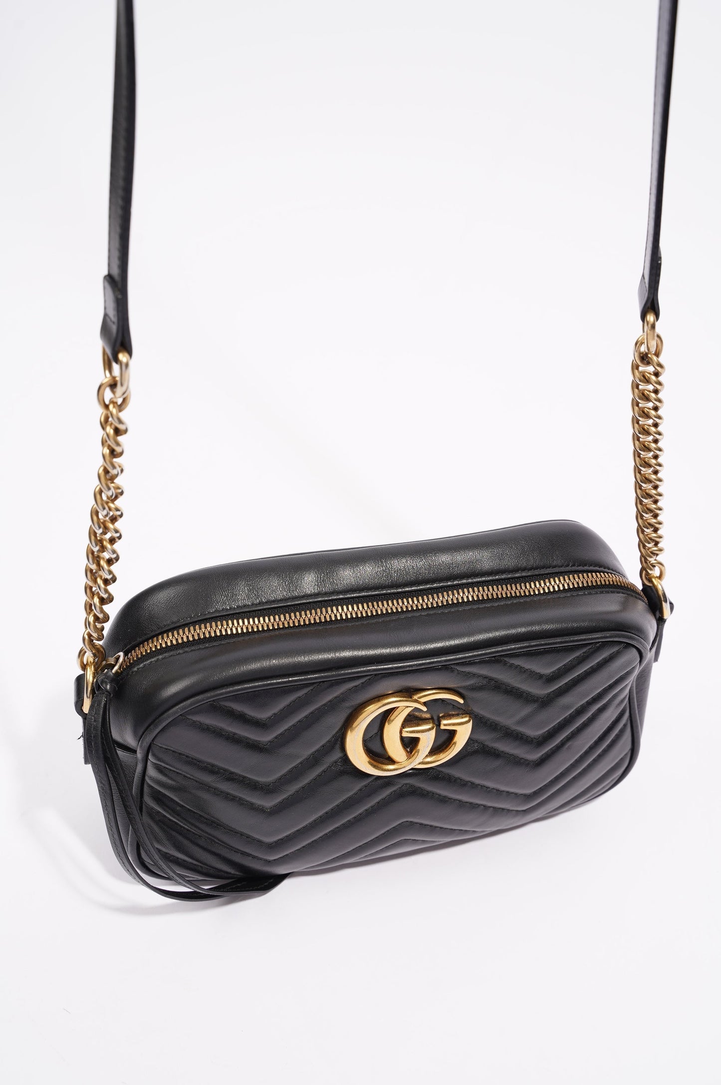 Gucci Womens Marmont Zip Black / Gold Small