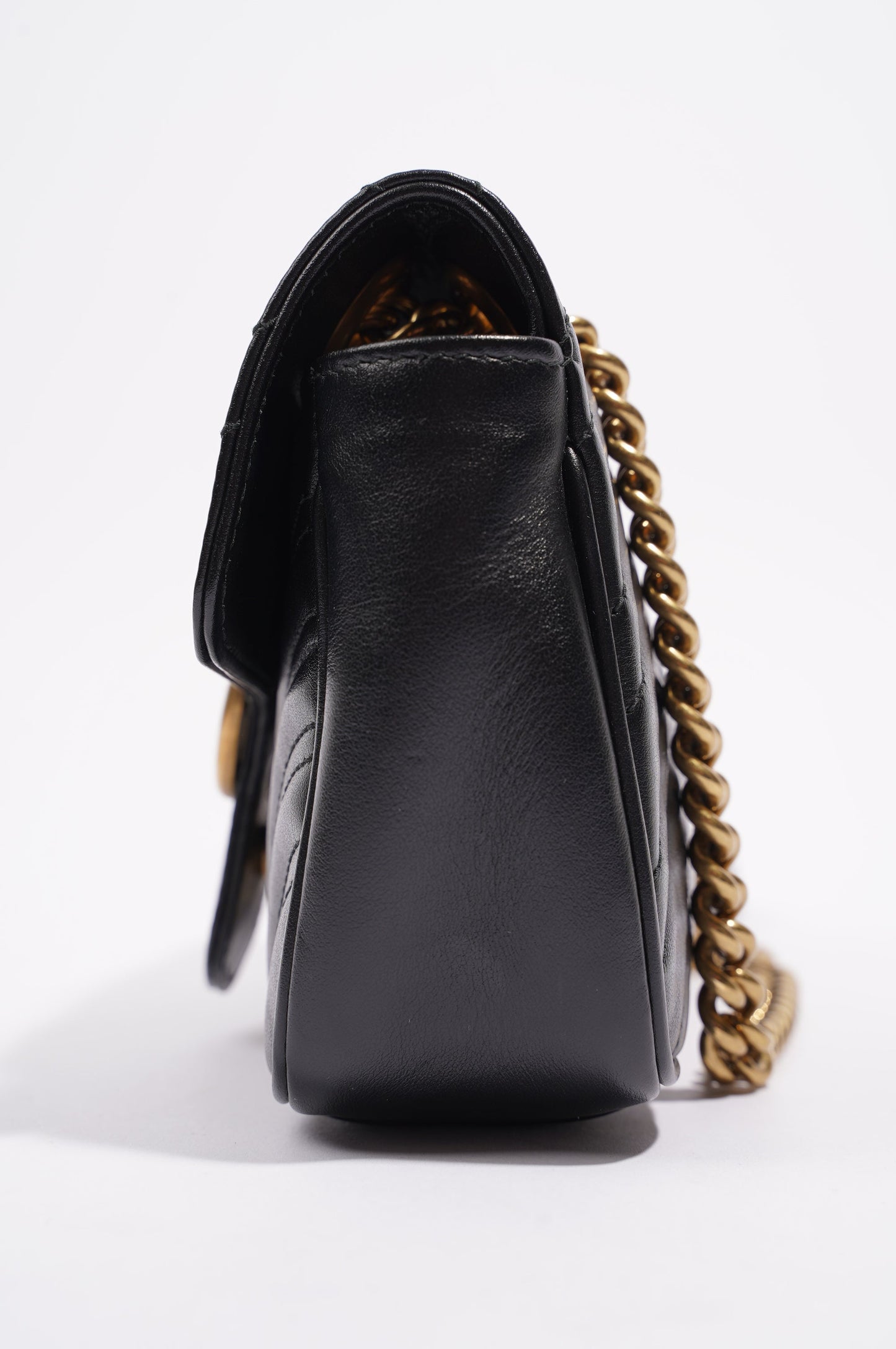 Gucci Womens Marmont Flap Black / Gold Mini