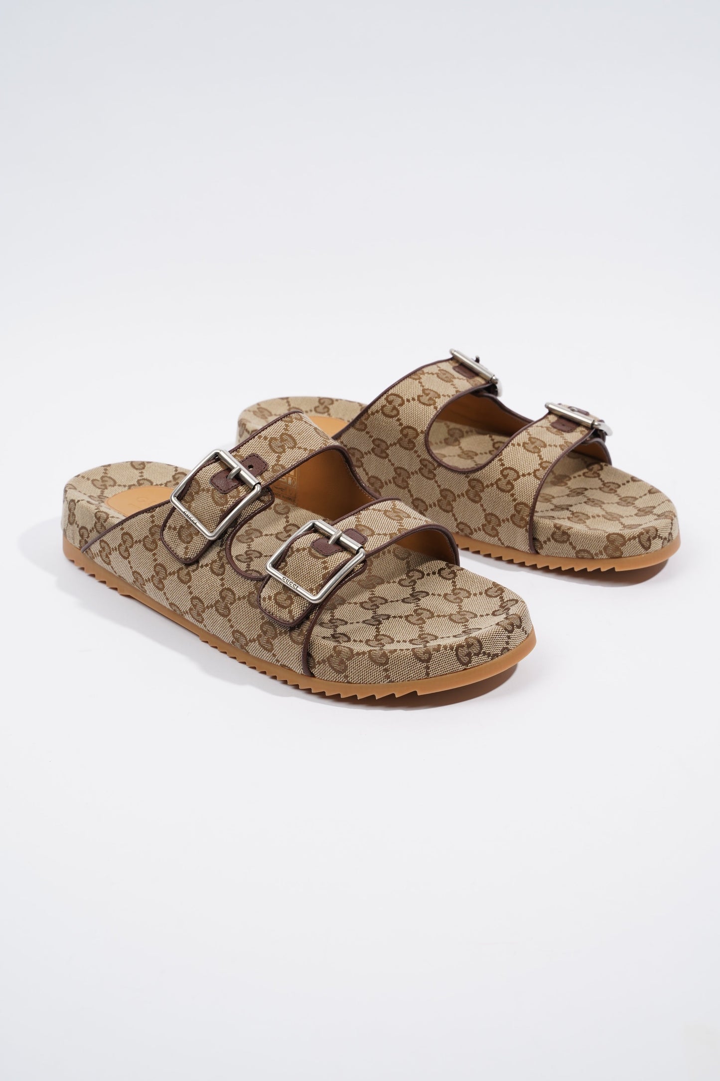 Gucci Slide Sandal With Straps Beige / Ebony EU 46 / UK 12