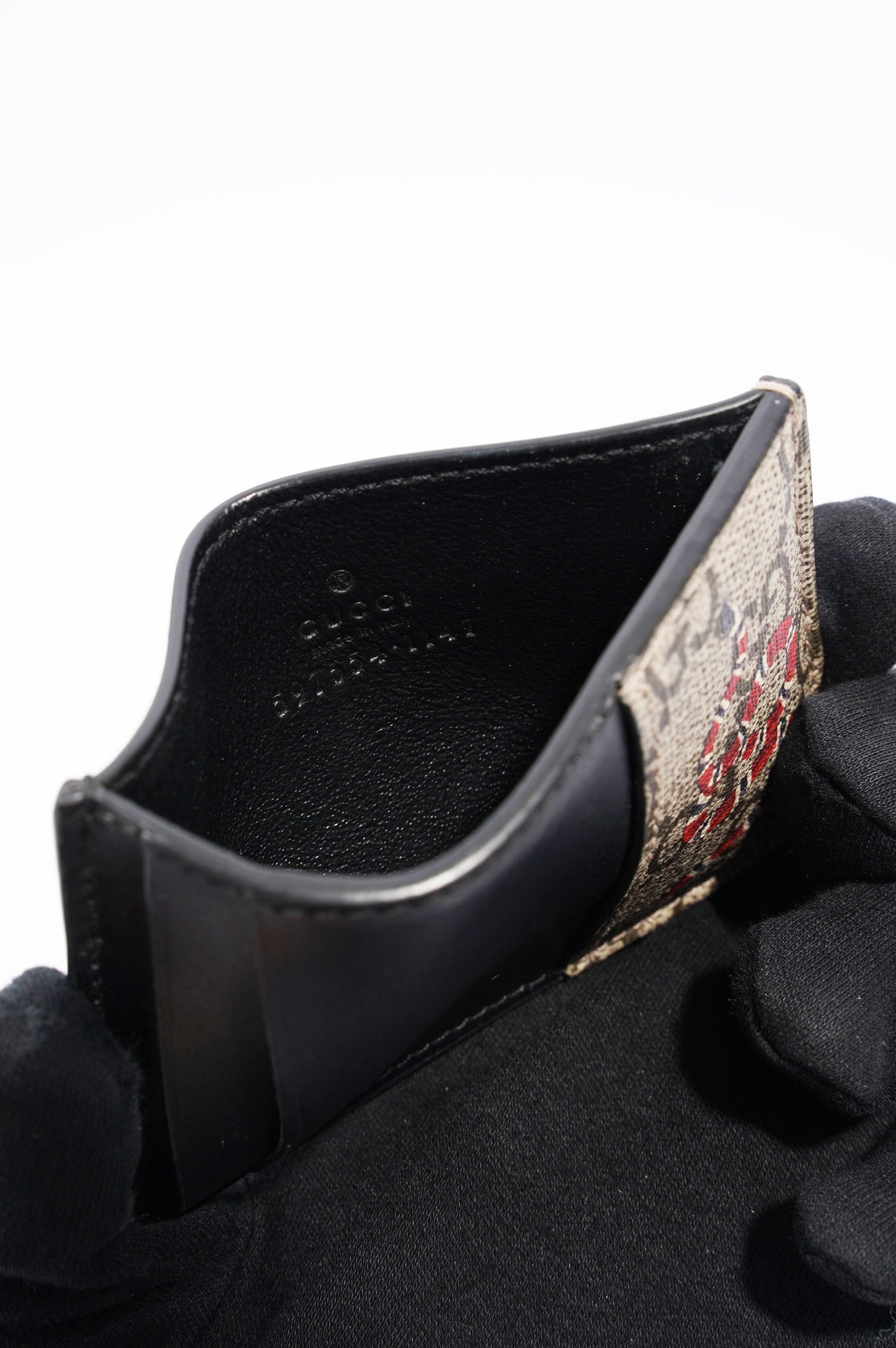 Gucci Womens Card Holder Brown / Black Canvas / Leather