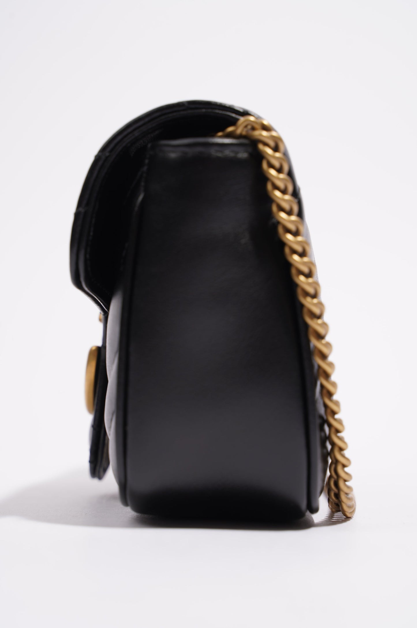 Gucci Womens Marmont Flap Black / Gold Super Mini
