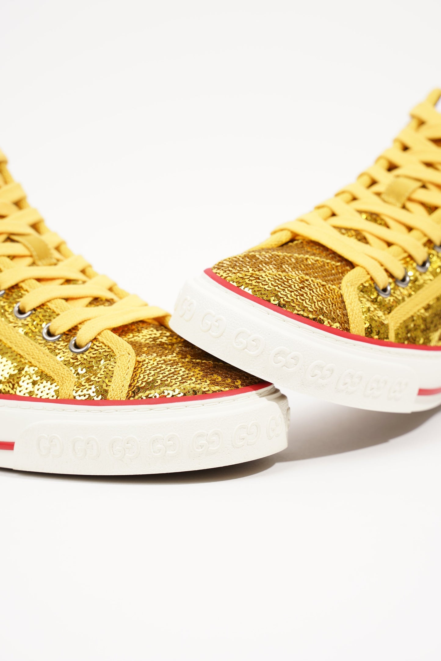 Gucci Womens Tennis High Top Gold Sequin EU 36.5 / UK 3.5