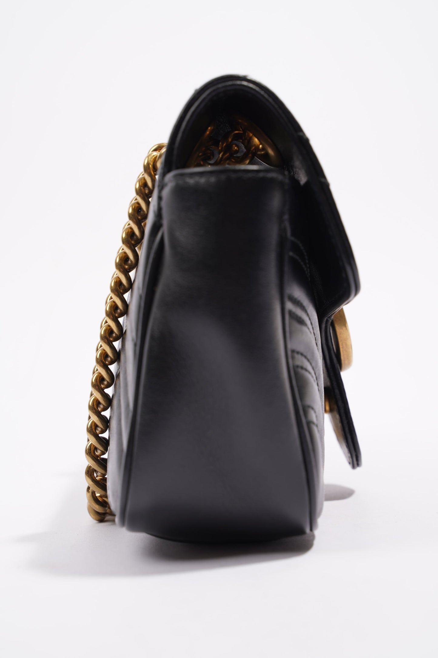 Gucci Womens Marmont Flap Black / Gold Mini