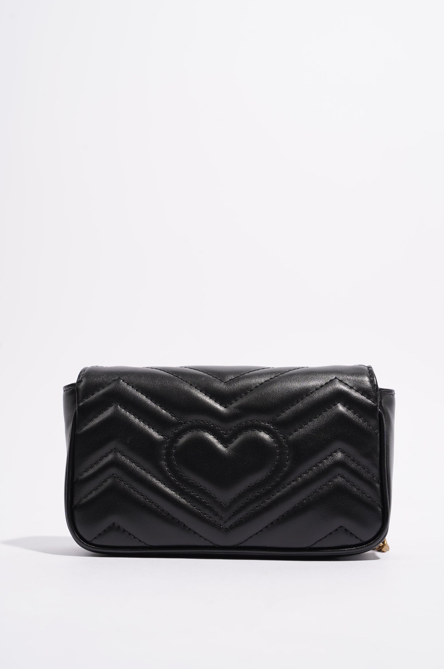 Gucci Womens Marmont Flap Black / Gold Super Mini