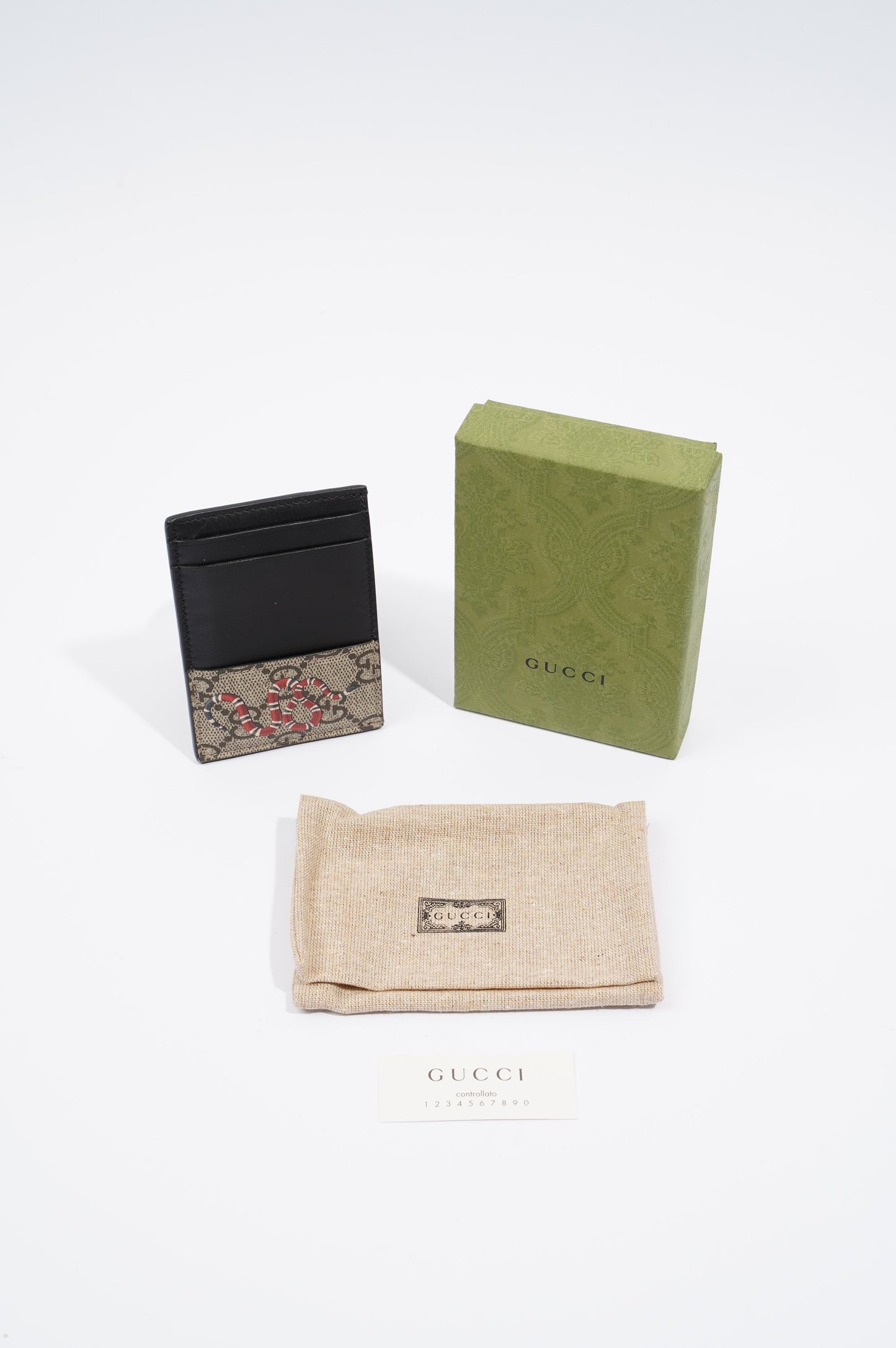 Gucci Womens Card Holder Brown / Black Canvas / Leather