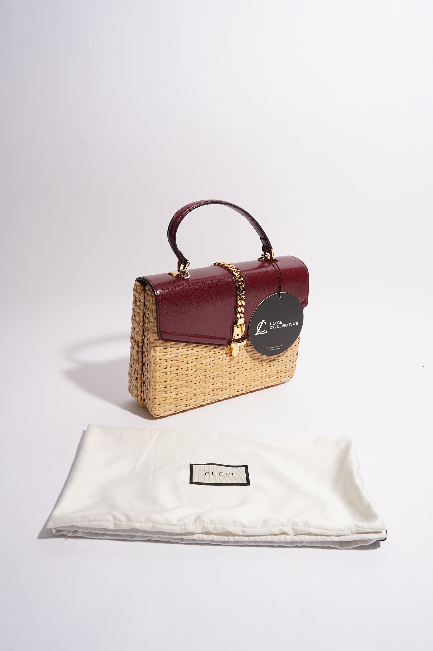 Gucci Sylvie 1969 Handbag Wicker / Burgundy