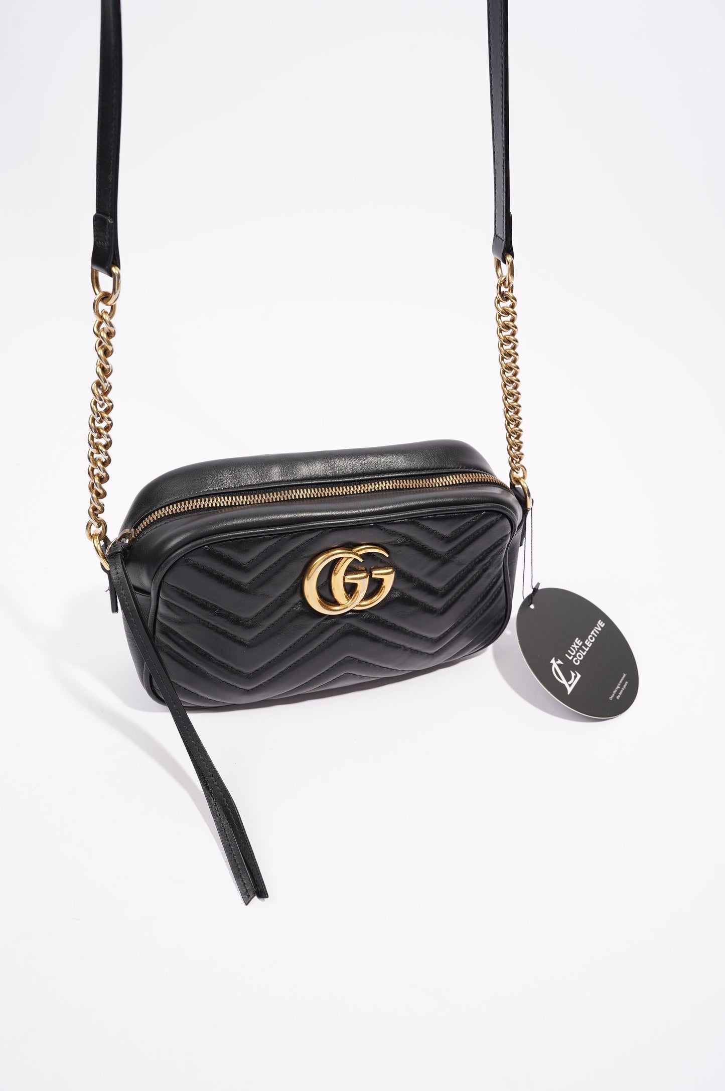 Gucci Womens Marmont Zip Black / Gold Small