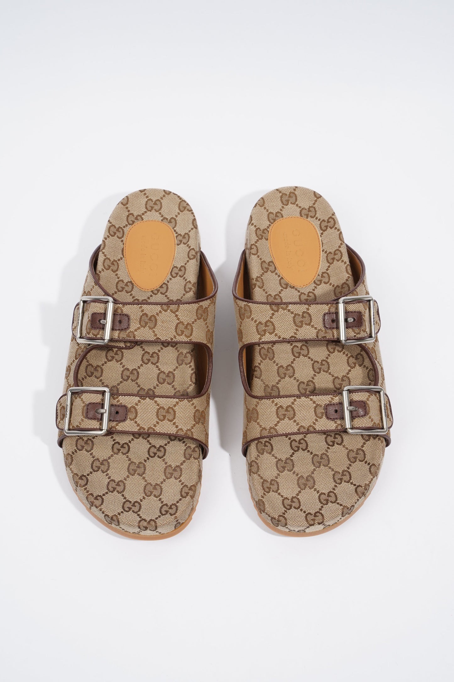 Gucci Slide Sandal With Straps Beige / Ebony EU 46 / UK 12