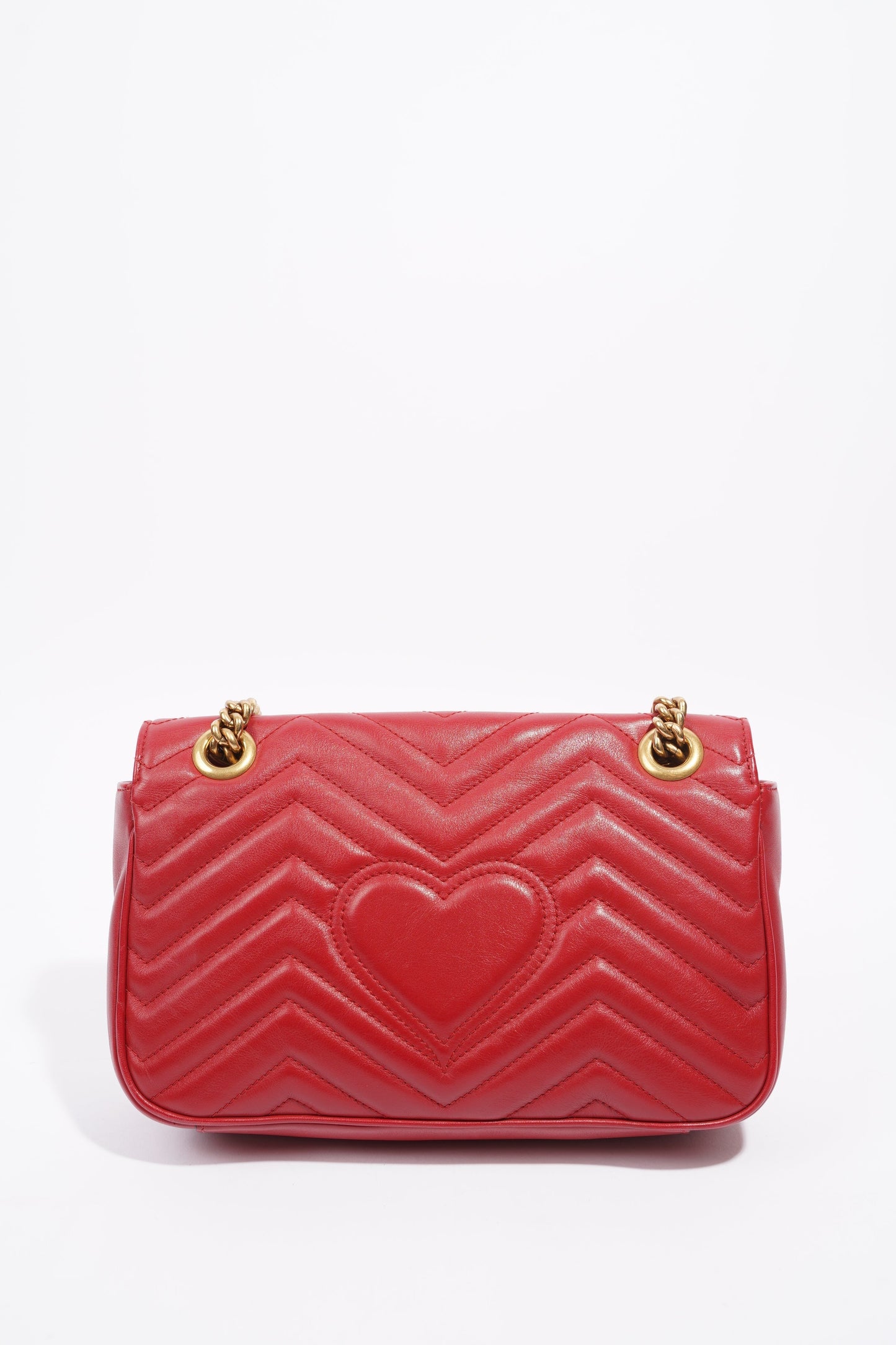 Gucci Womens Marmont Flap Red Gold Small