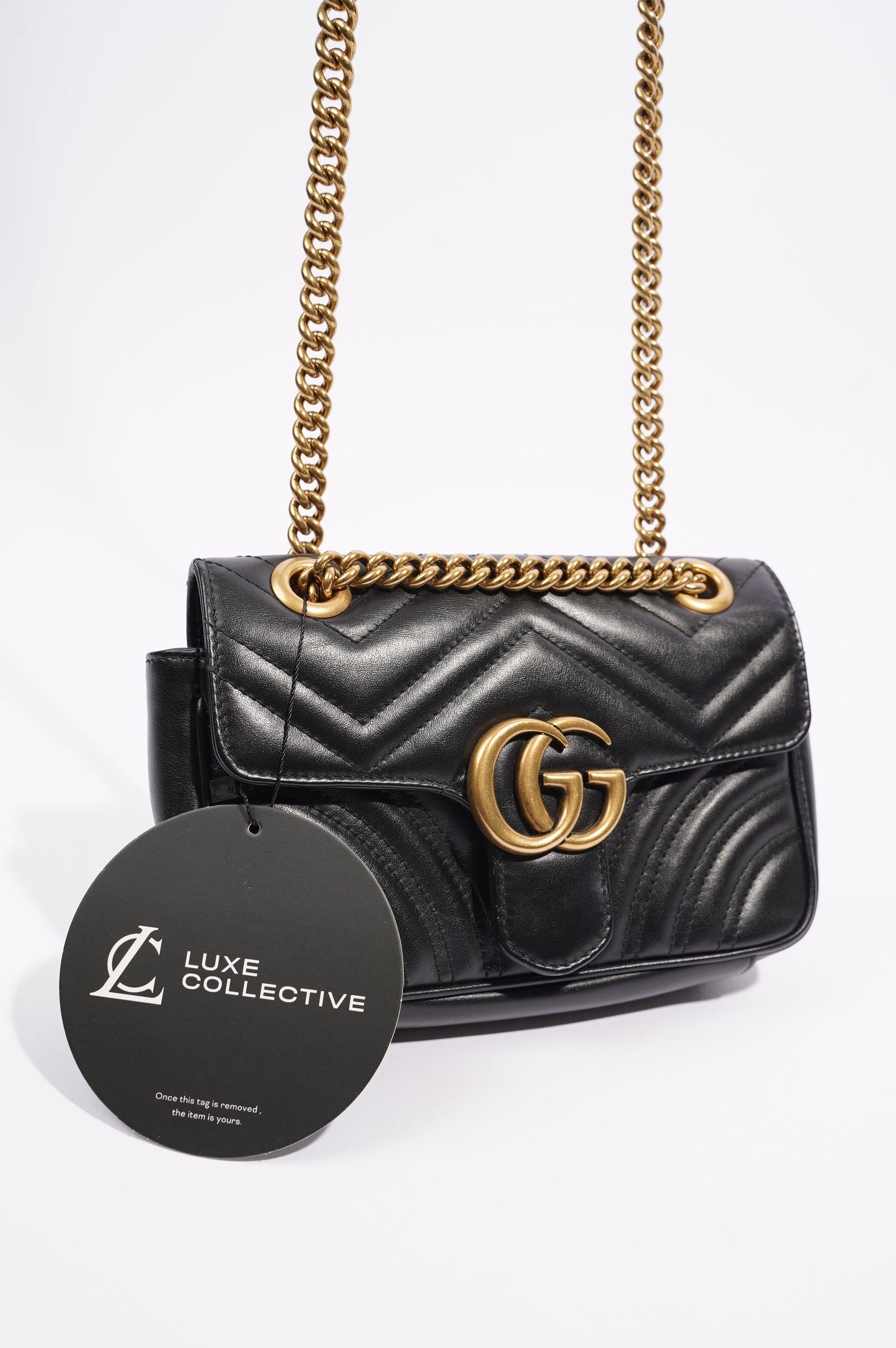 Gucci Womens Marmont Flap Black / Gold Mini