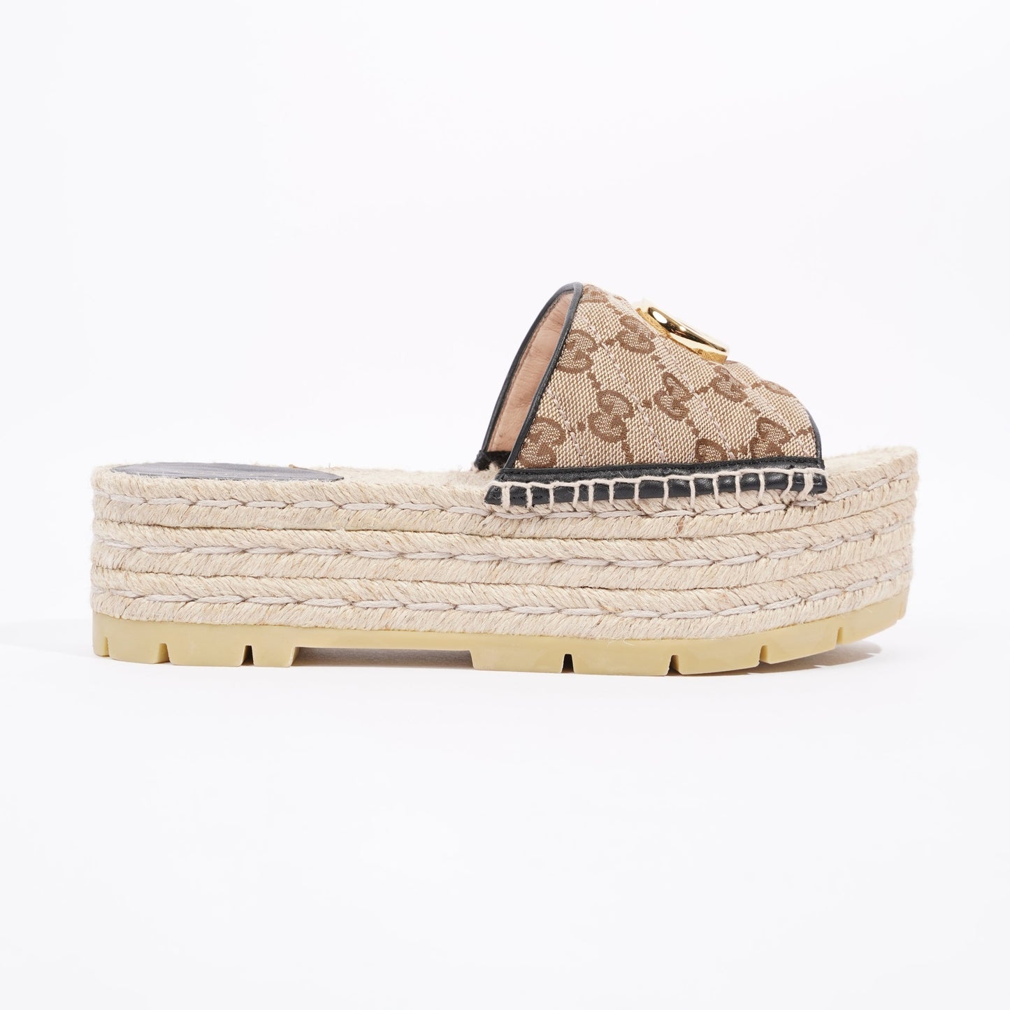 Gucci Womens Espadrille Wedge Sandal Beige EU 37.5 / UK 4.5