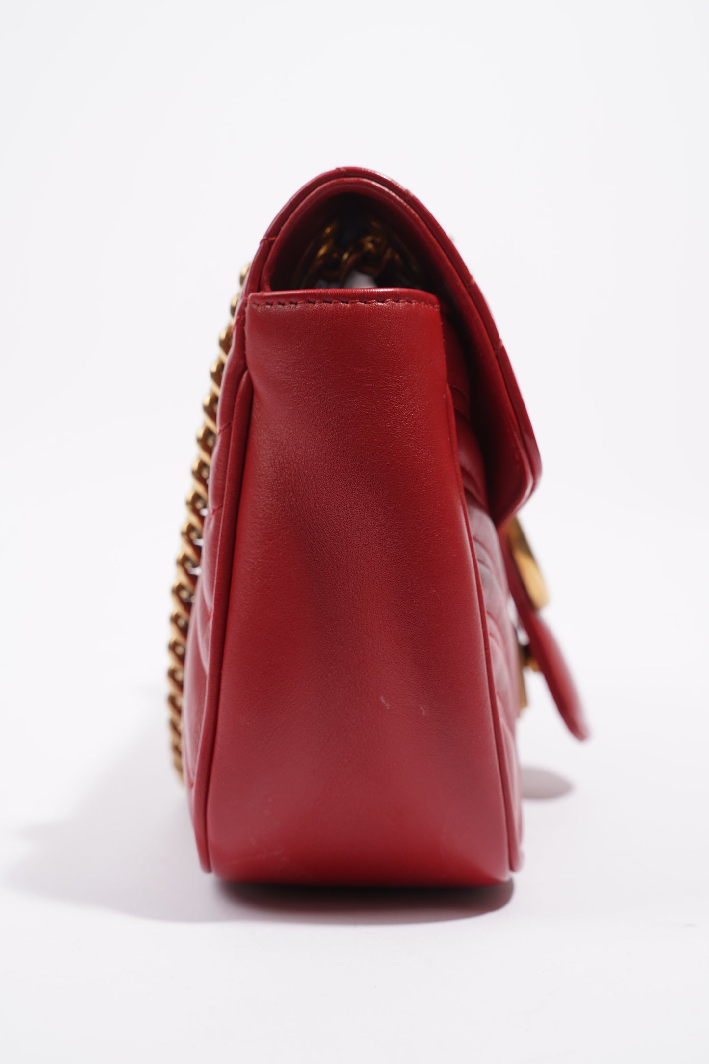 Gucci Womens Marmont Flap Red Gold Small