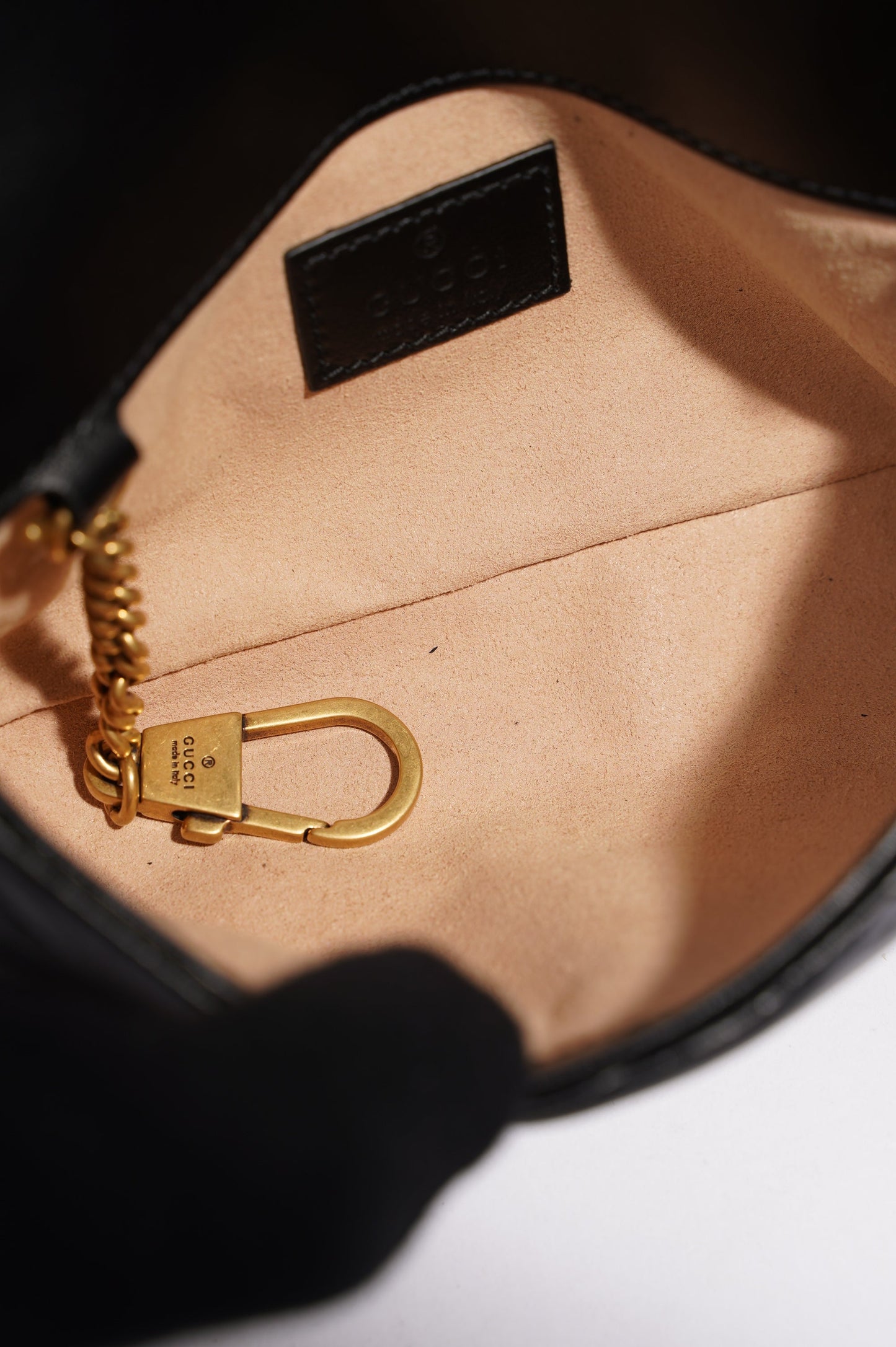 Gucci Womens Marmont Flap Black / Gold Super Mini