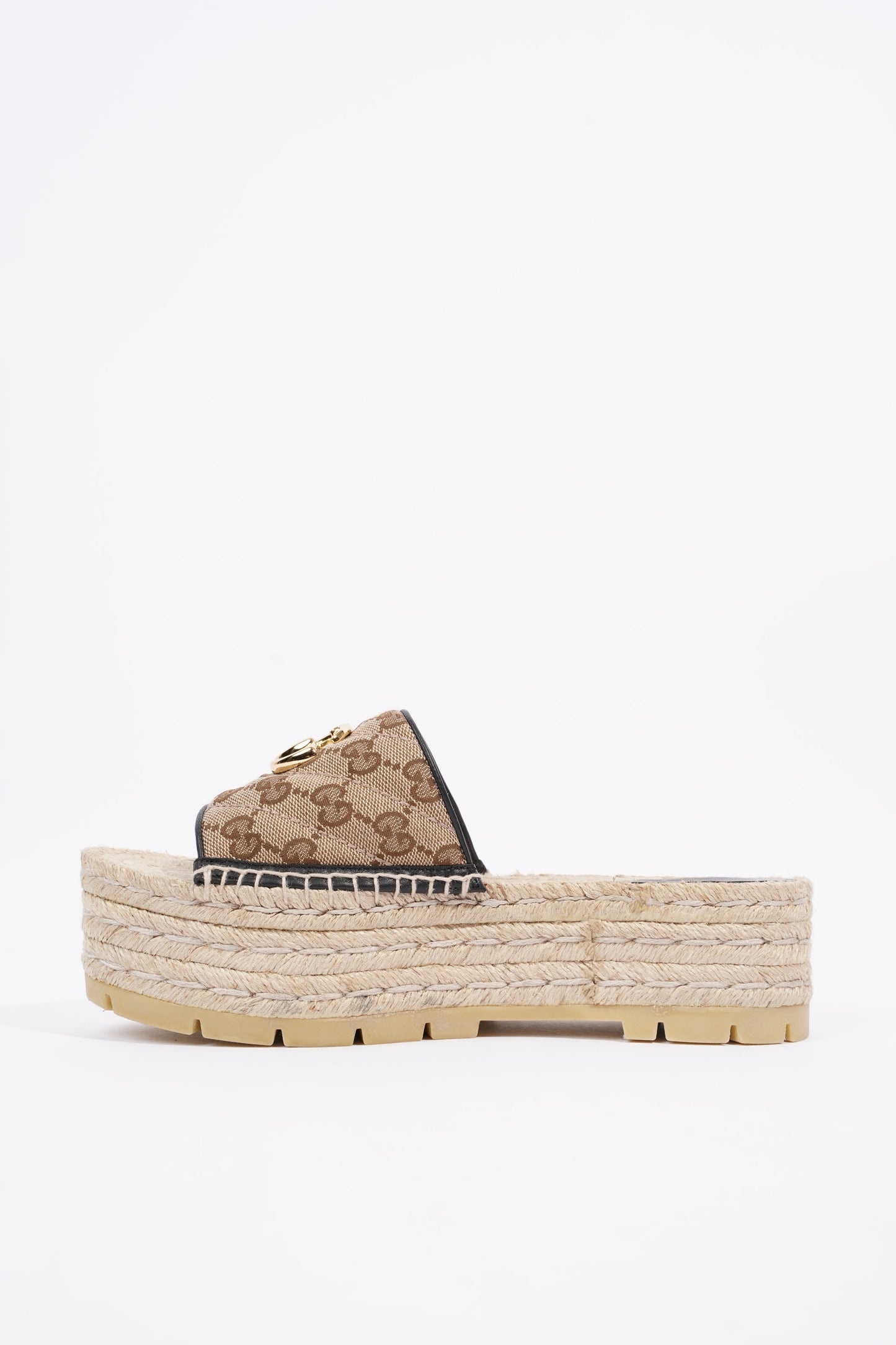 Gucci Womens Espadrille Wedge Sandal Beige EU 37.5 / UK 4.5