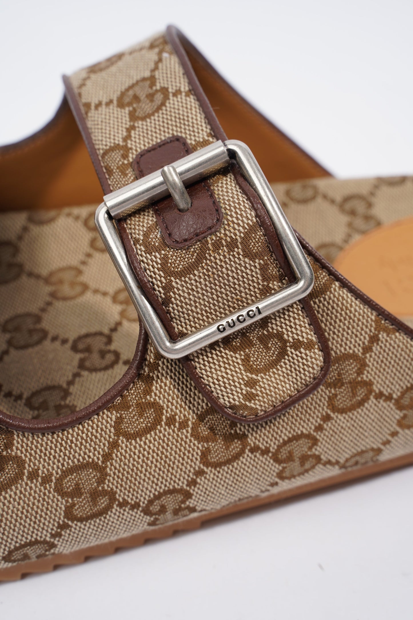 Gucci Slide Sandal With Straps Beige / Ebony EU 46 / UK 12