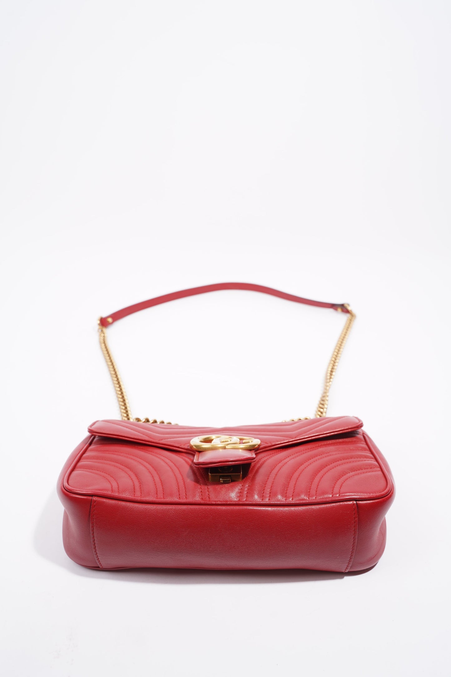 Gucci Womens Marmont Flap Red Gold Small