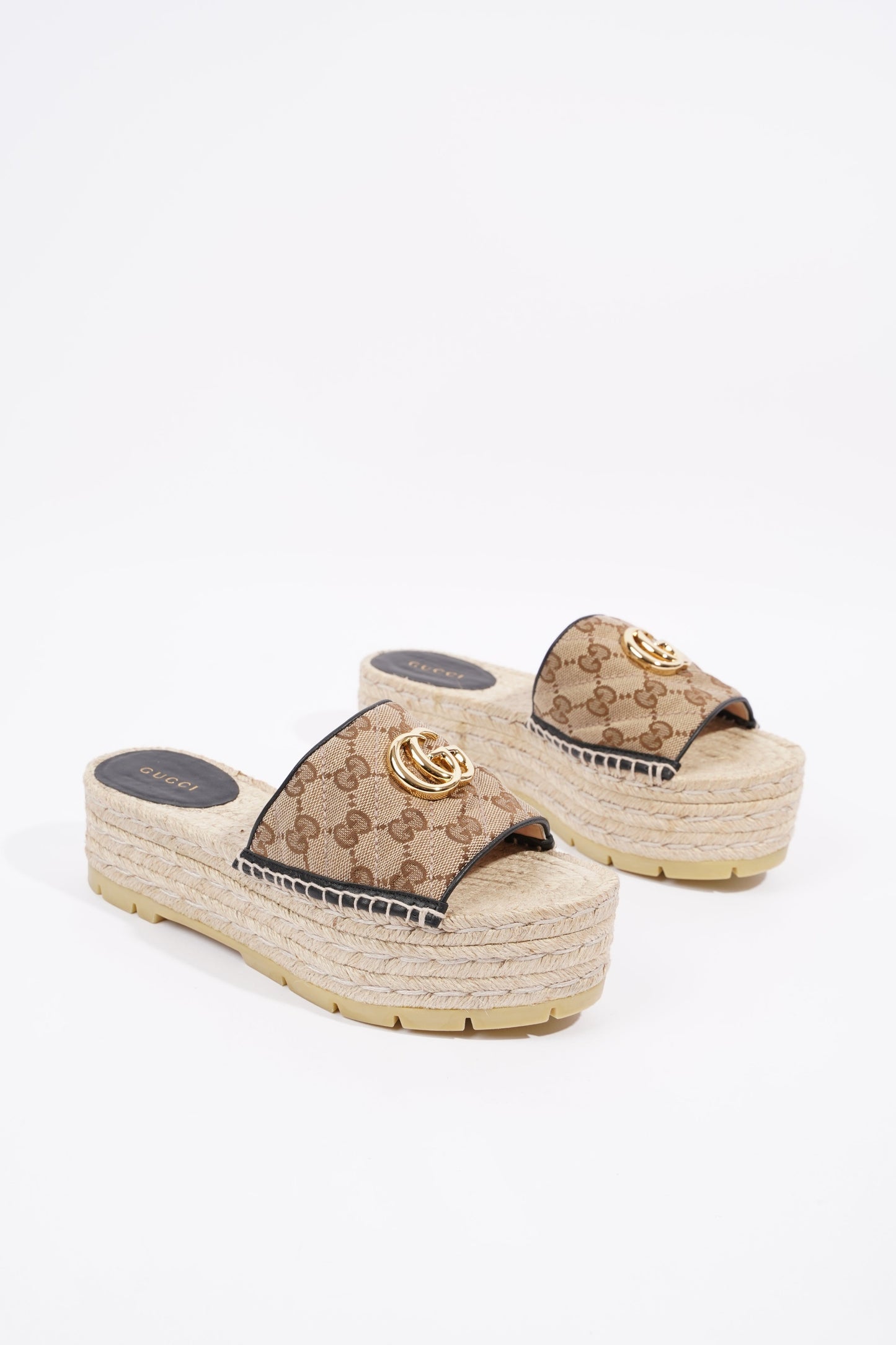 Gucci Womens Espadrille Wedge Sandal Beige EU 37.5 / UK 4.5