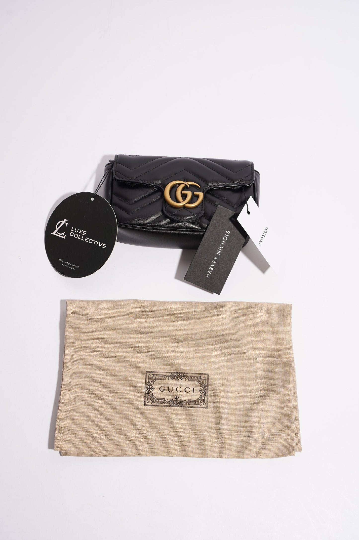 Gucci Womens Marmont Flap Black / Gold Super Mini