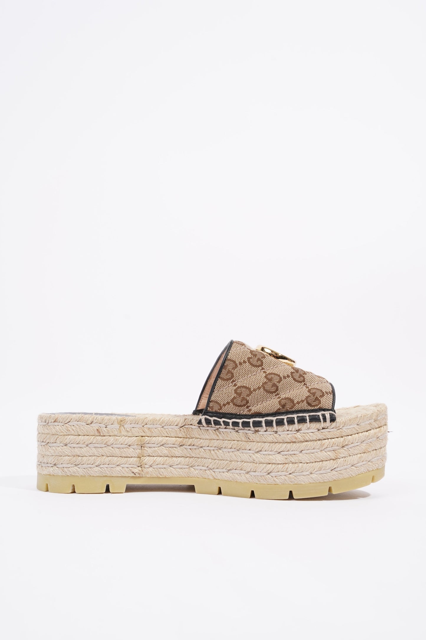 Gucci Womens Espadrille Wedge Sandal Beige EU 37.5 / UK 4.5