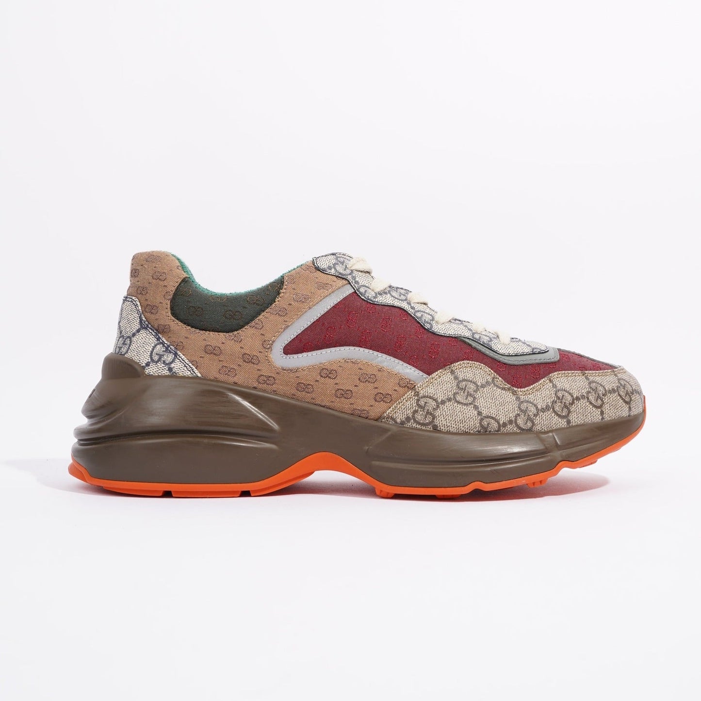 Gucci Mens Rhyton Beige / Brick Red / Green EU 42.5 / UK 8.5