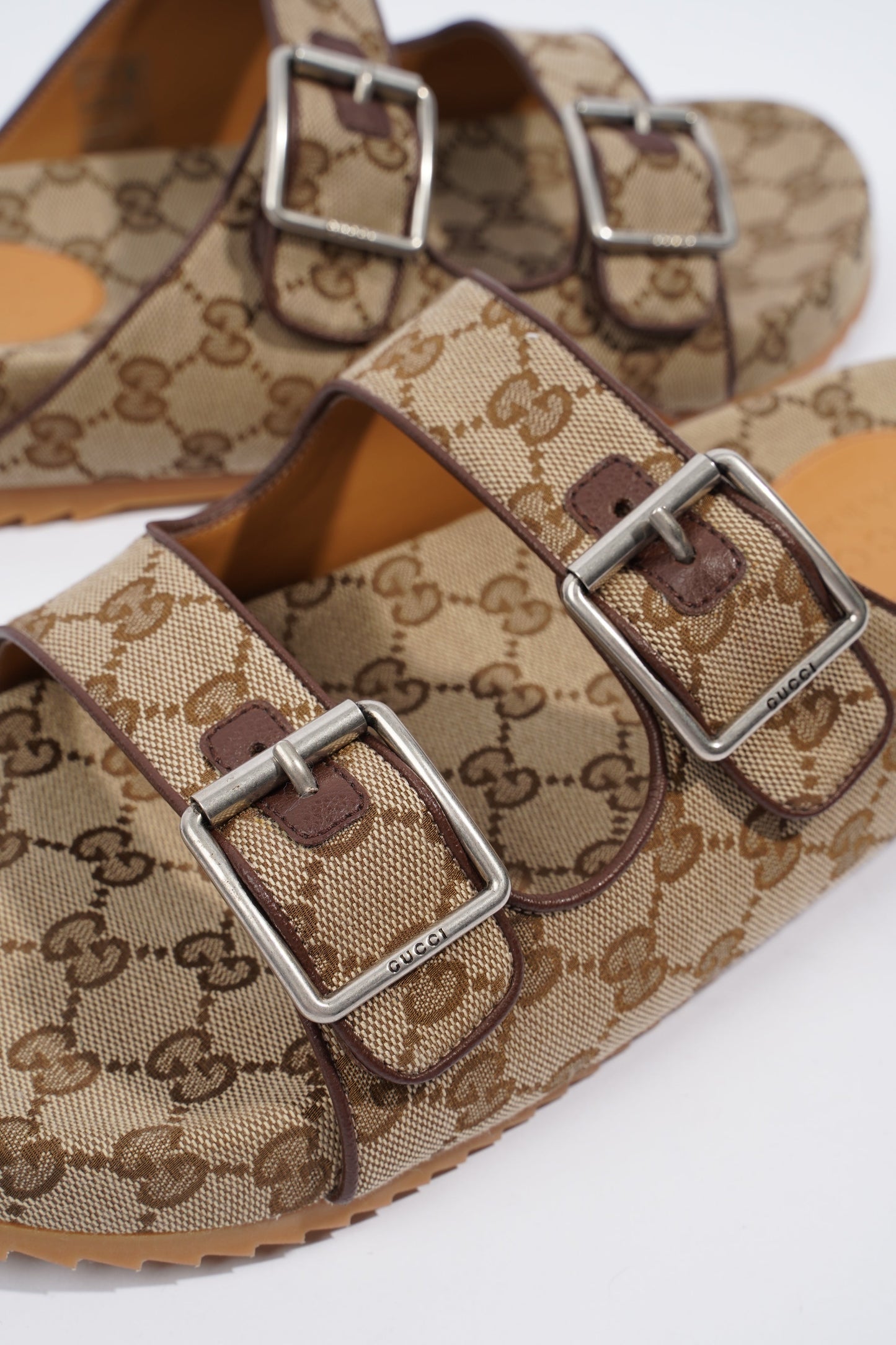 Gucci Slide Sandal With Straps Beige / Ebony EU 46 / UK 12