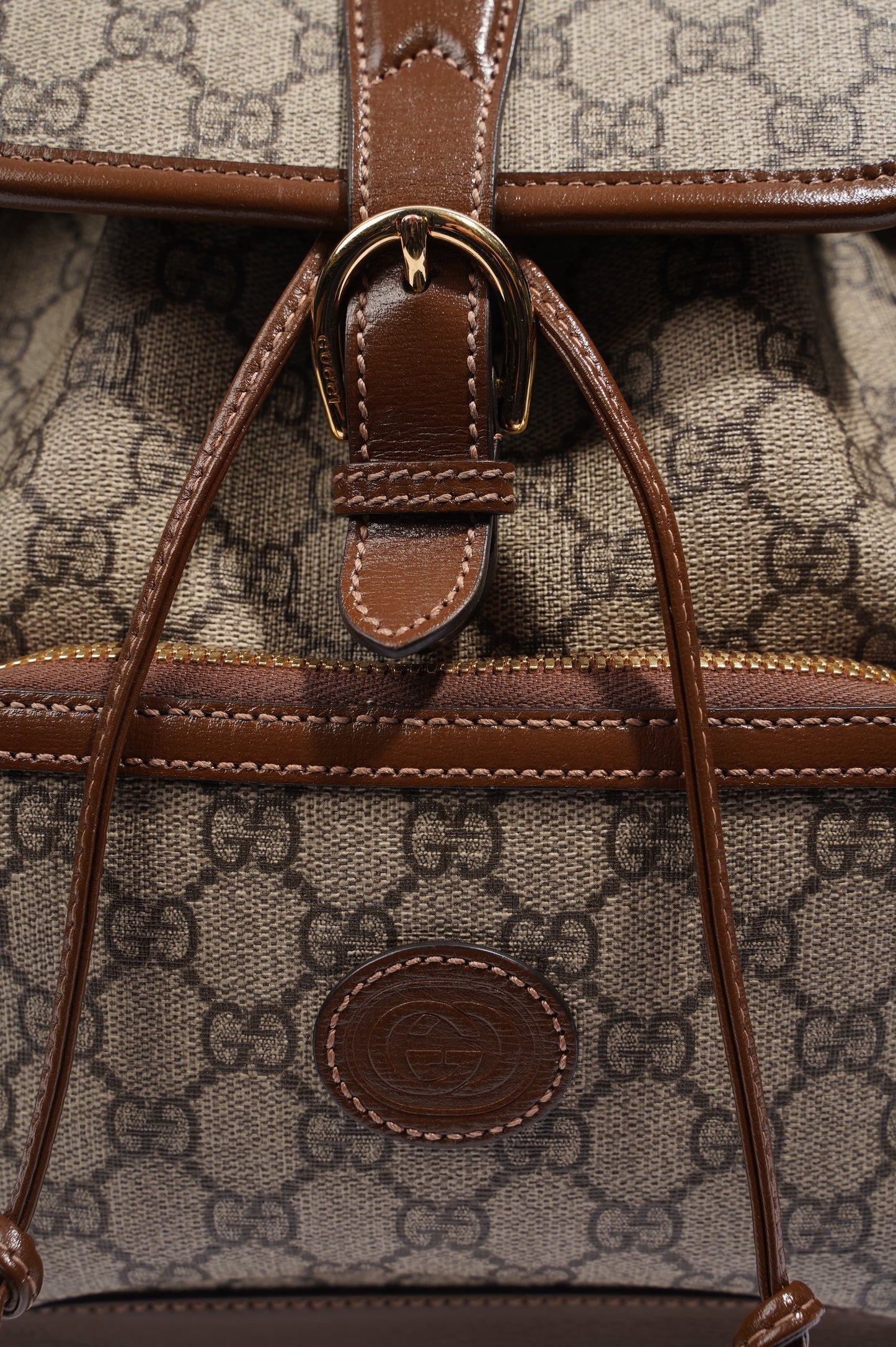 Gucci Womens GG Supreme Backpack Brown