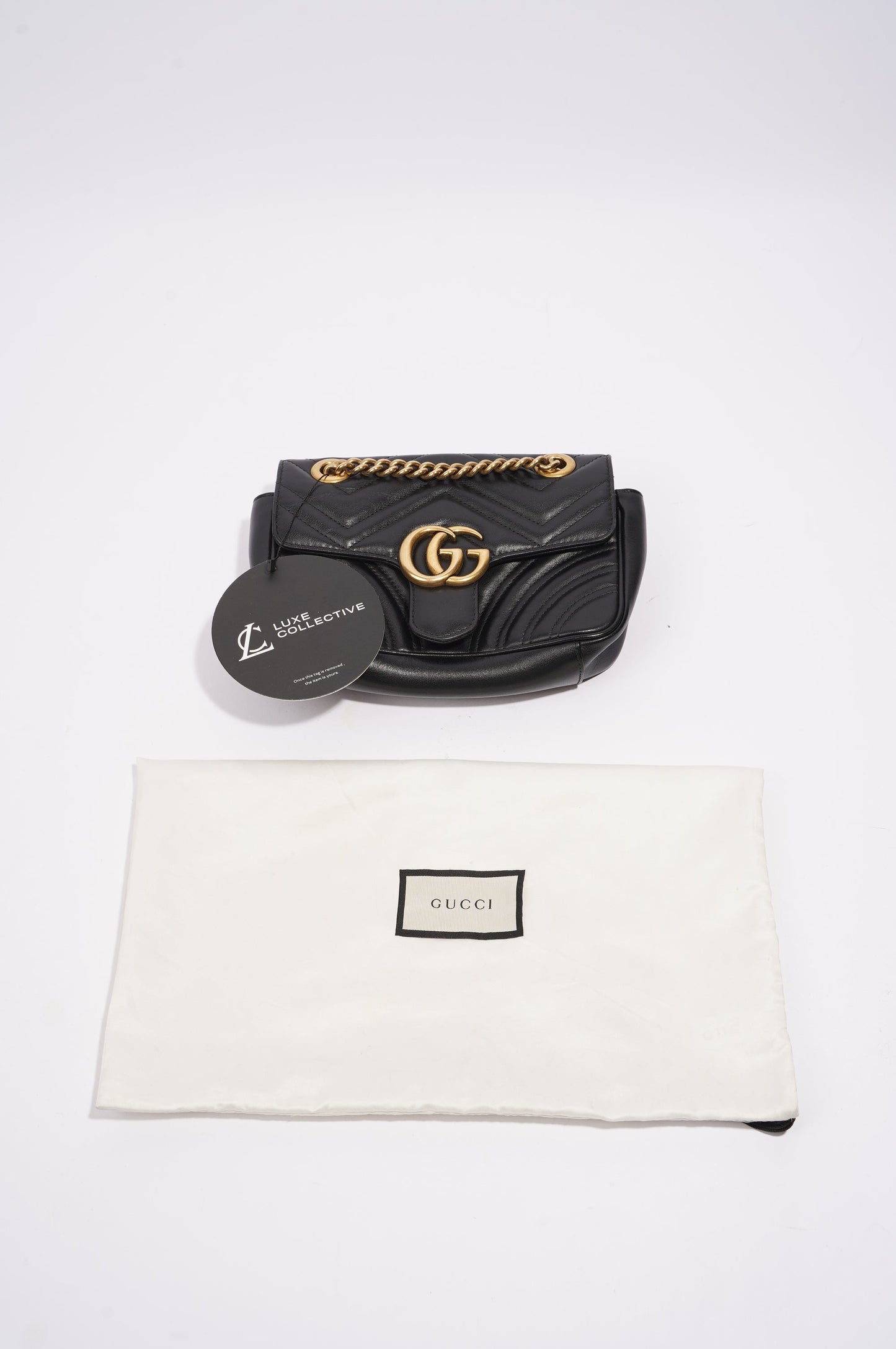 Gucci Womens Marmont Flap Black Leather Mini
