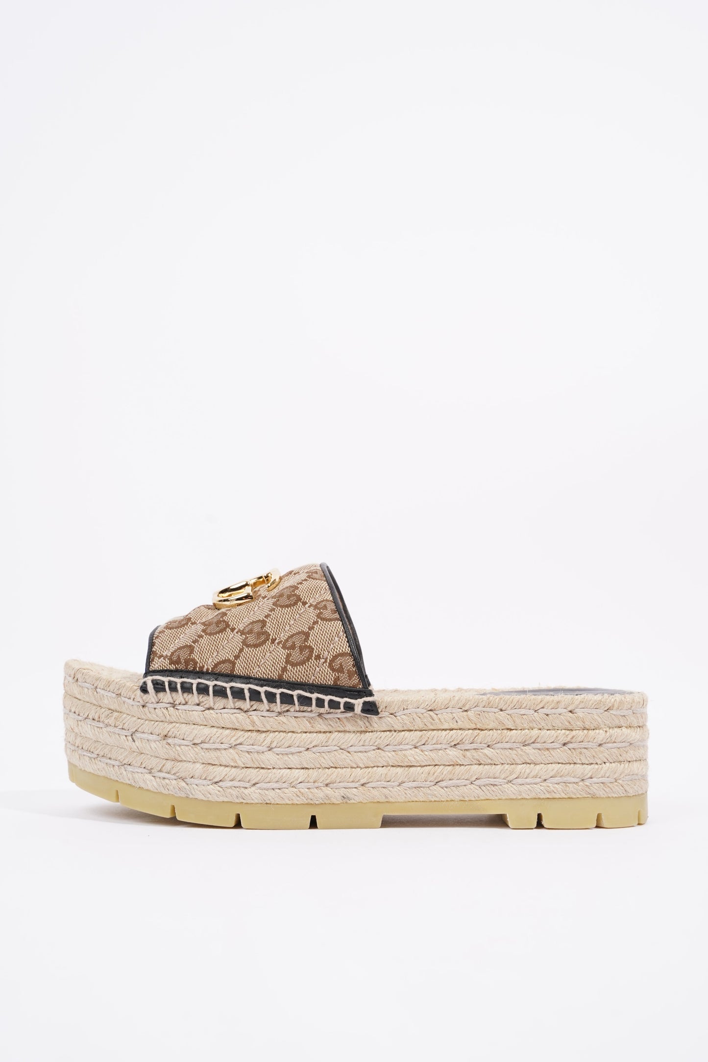 Gucci Womens Espadrille Wedge Sandal Beige EU 37.5 / UK 4.5