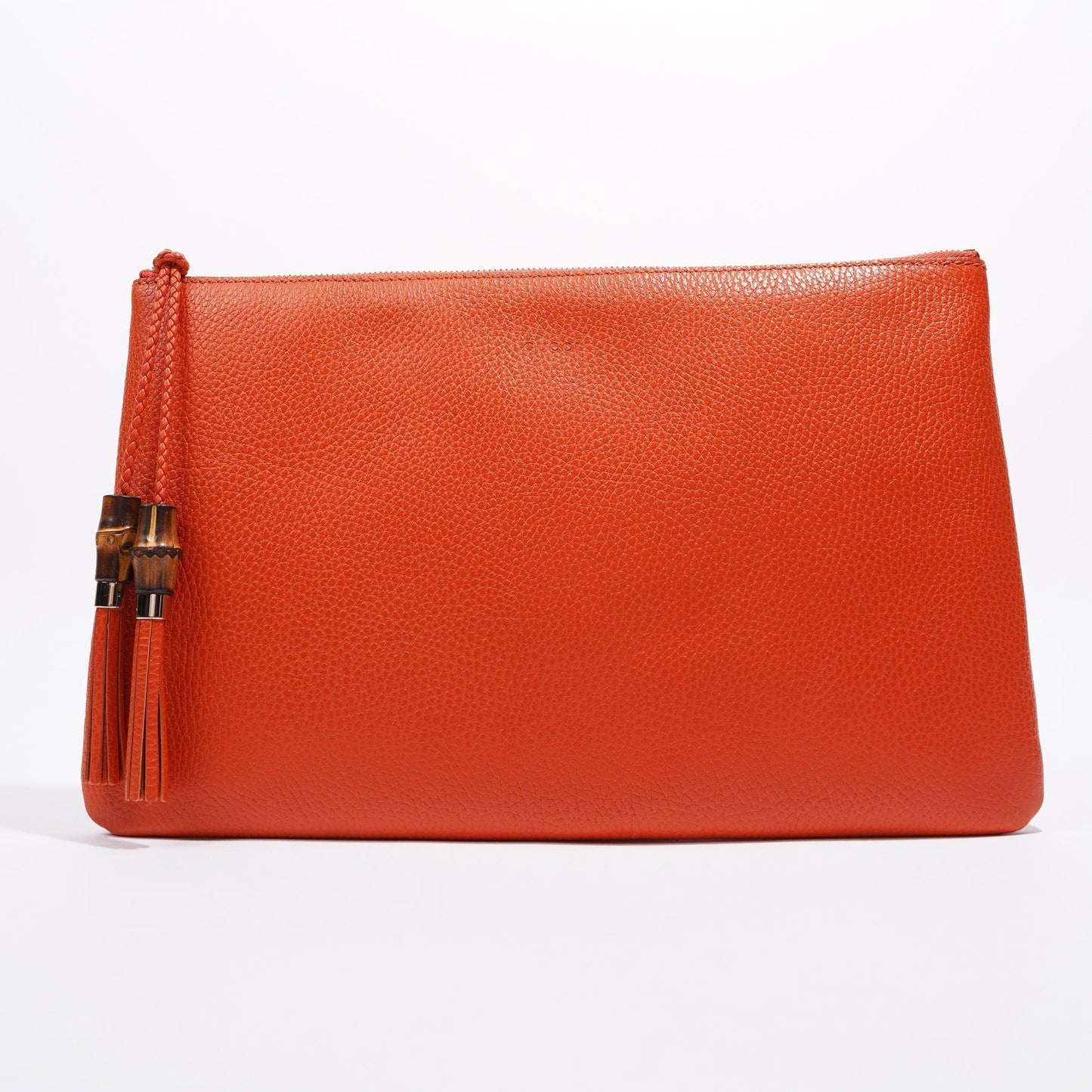 Gucci Clutch Bag Bamboo Burnt Orange Leather