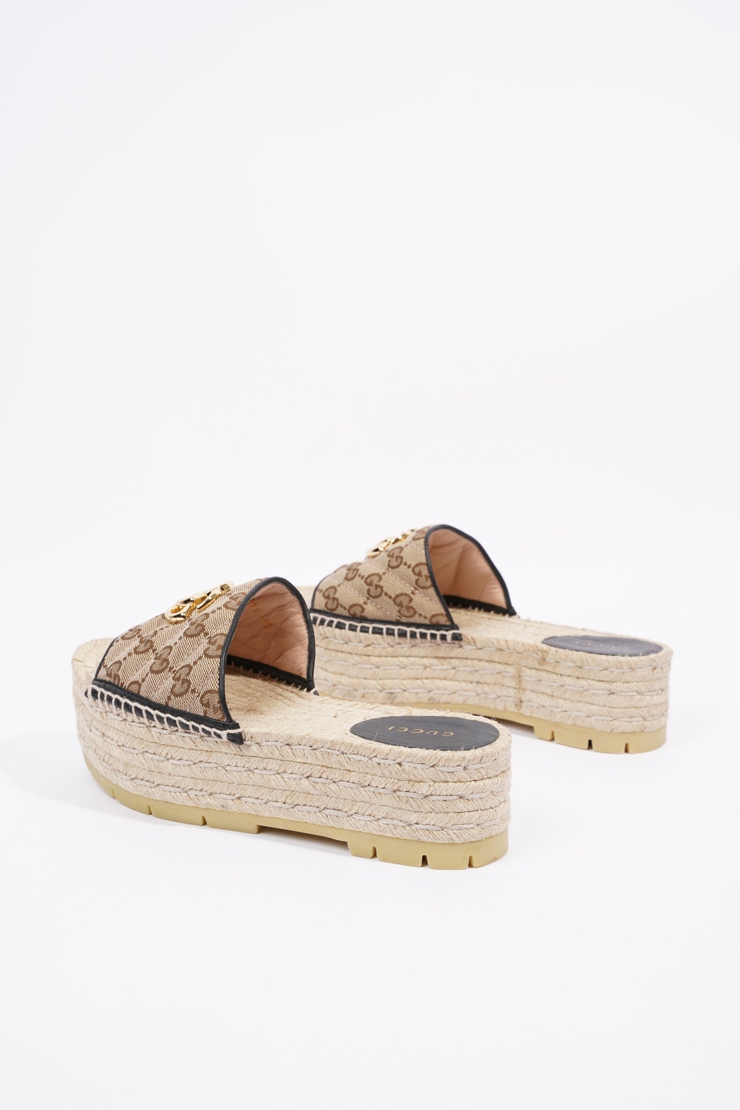 Gucci Womens Espadrille Wedge Sandal Beige EU 37.5 / UK 4.5
