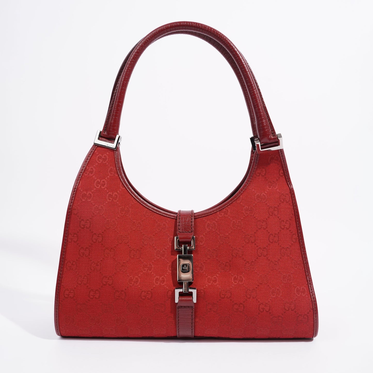 Gucci Womens Vintage Jackie O Red Monogram Canvas