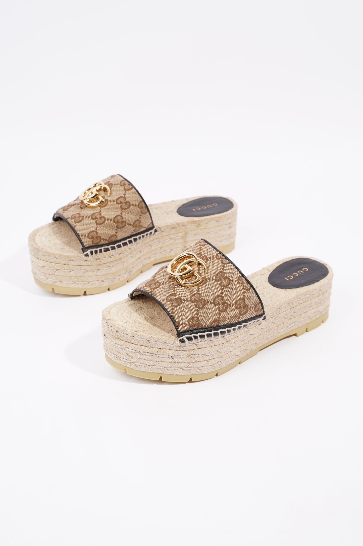 Gucci Womens Espadrille Wedge Sandal Beige EU 37.5 / UK 4.5