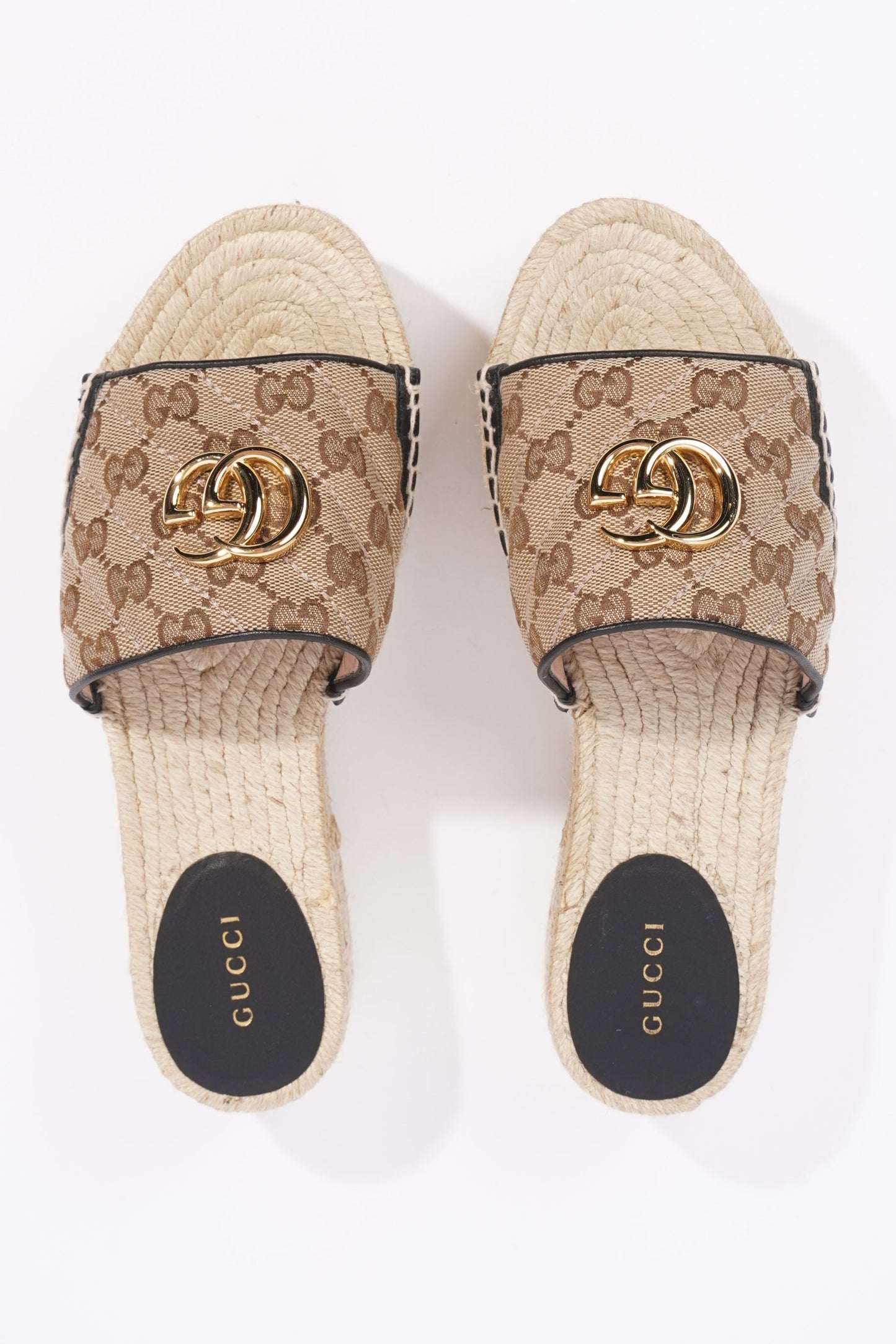 Gucci Womens Espadrille Wedge Sandal Beige EU 37.5 / UK 4.5
