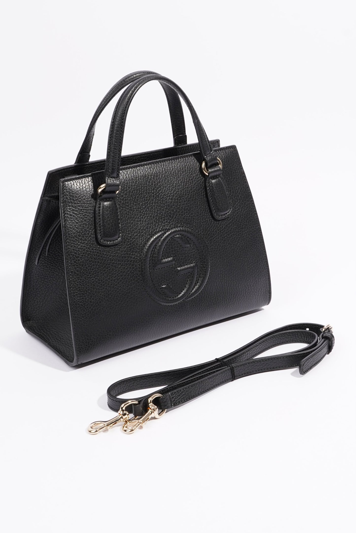 Gucci Womens Soho Tote Bag Black Leather Small