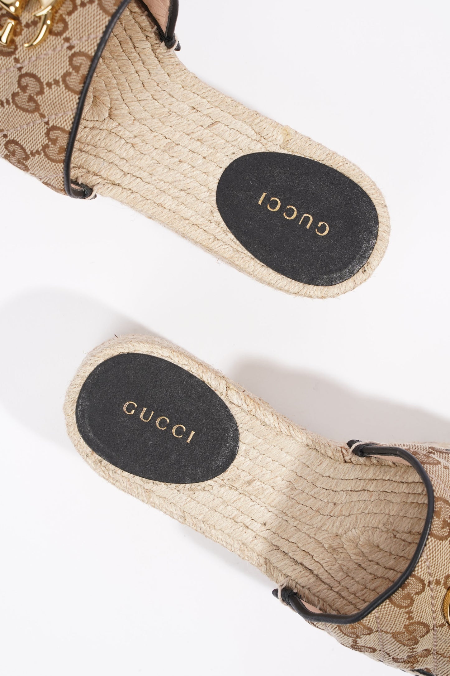 Gucci Womens Espadrille Wedge Sandal Beige EU 37.5 / UK 4.5