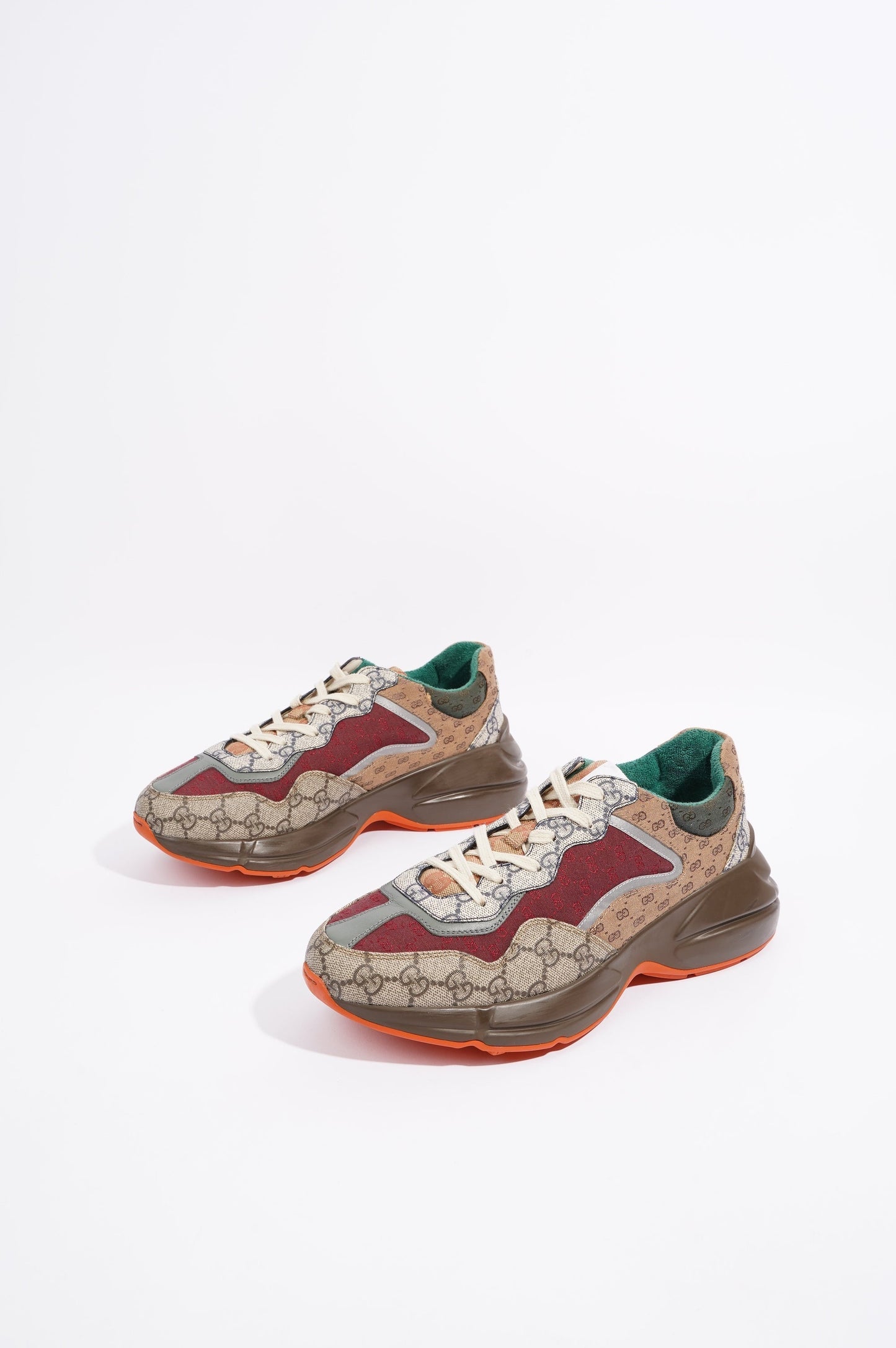Gucci Mens Rhyton Beige / Brick Red / Green EU 42.5 / UK 8.5