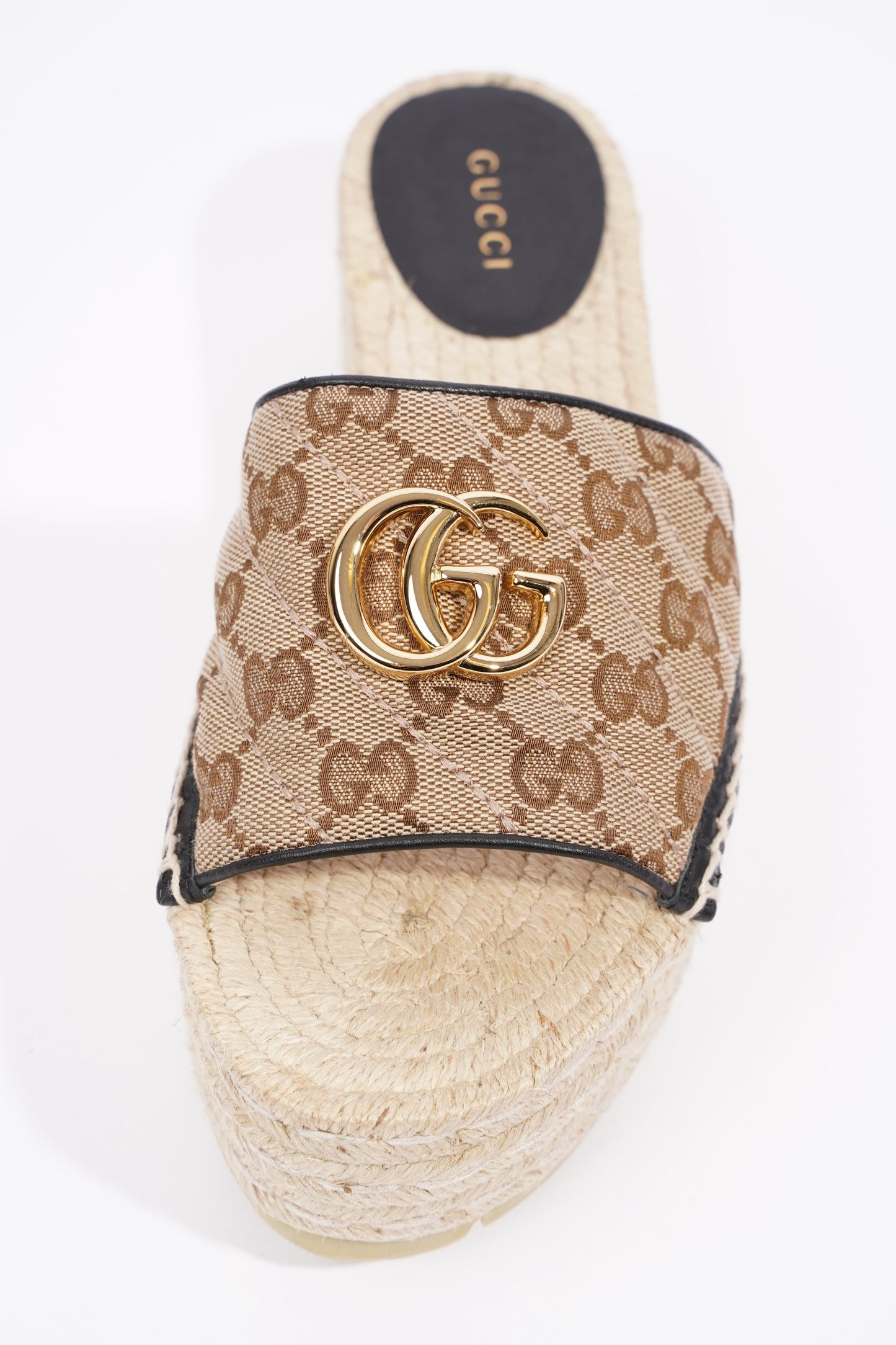 Gucci Womens Espadrille Wedge Sandal Beige EU 37.5 / UK 4.5