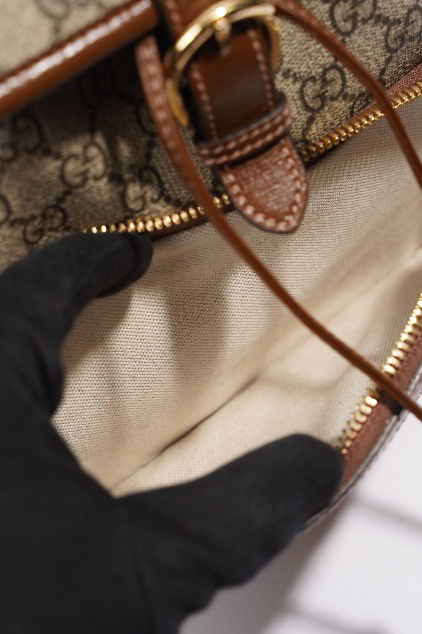 Gucci Womens GG Supreme Backpack Brown