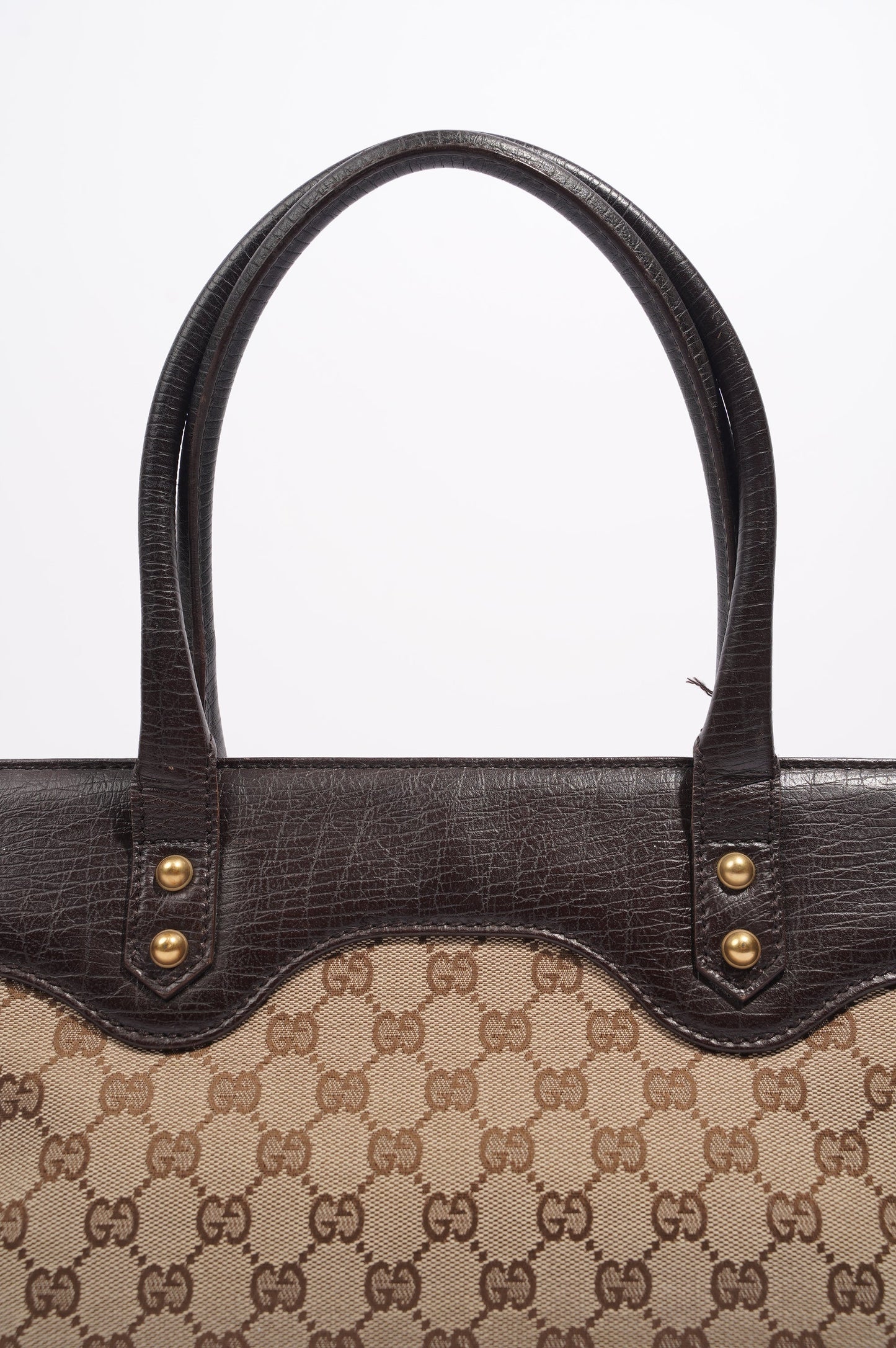 Gucci Womens Vintage Horsebit Handbag Brown Canvas