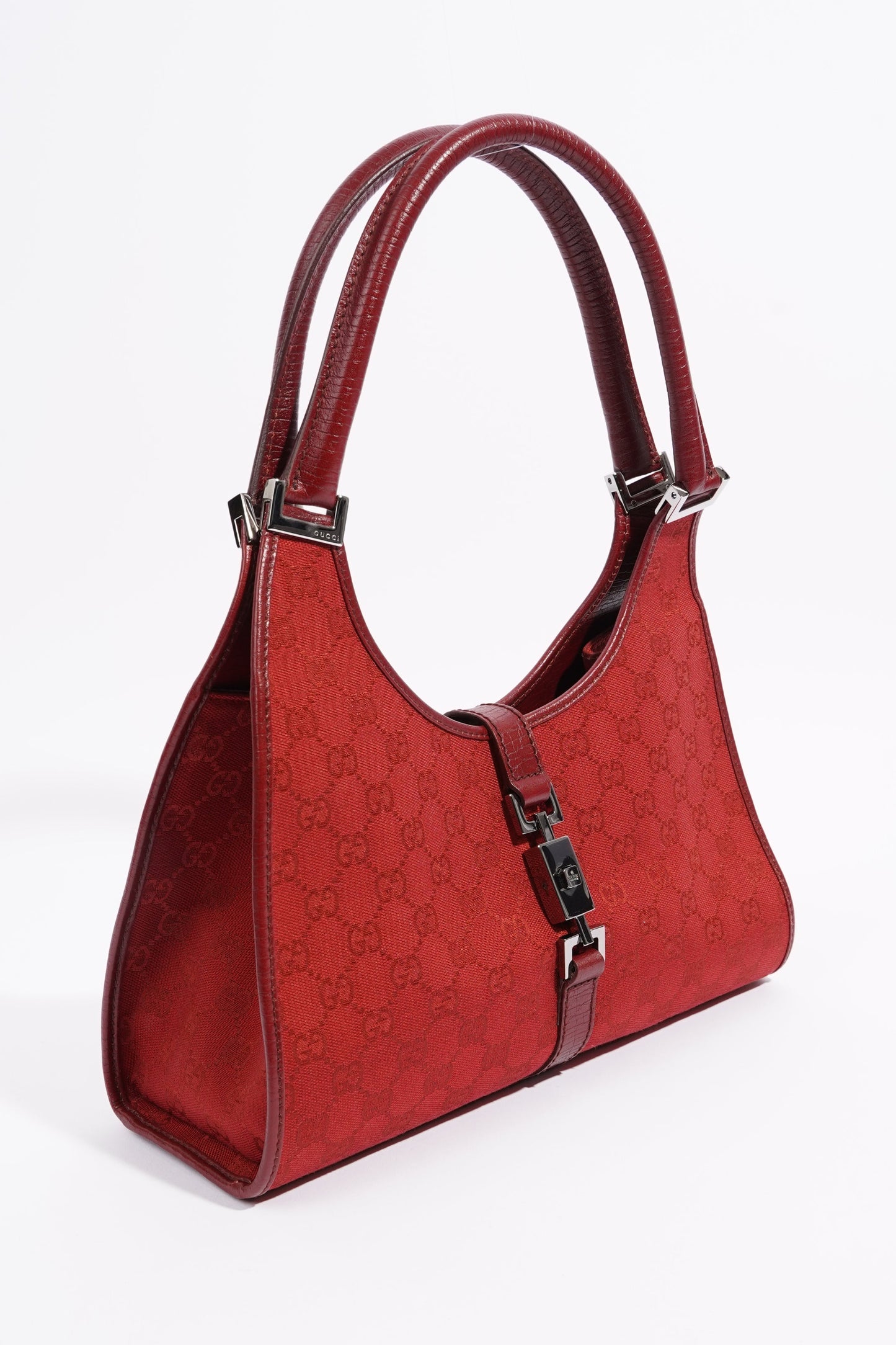 Gucci Womens Vintage Jackie O Red Monogram Canvas